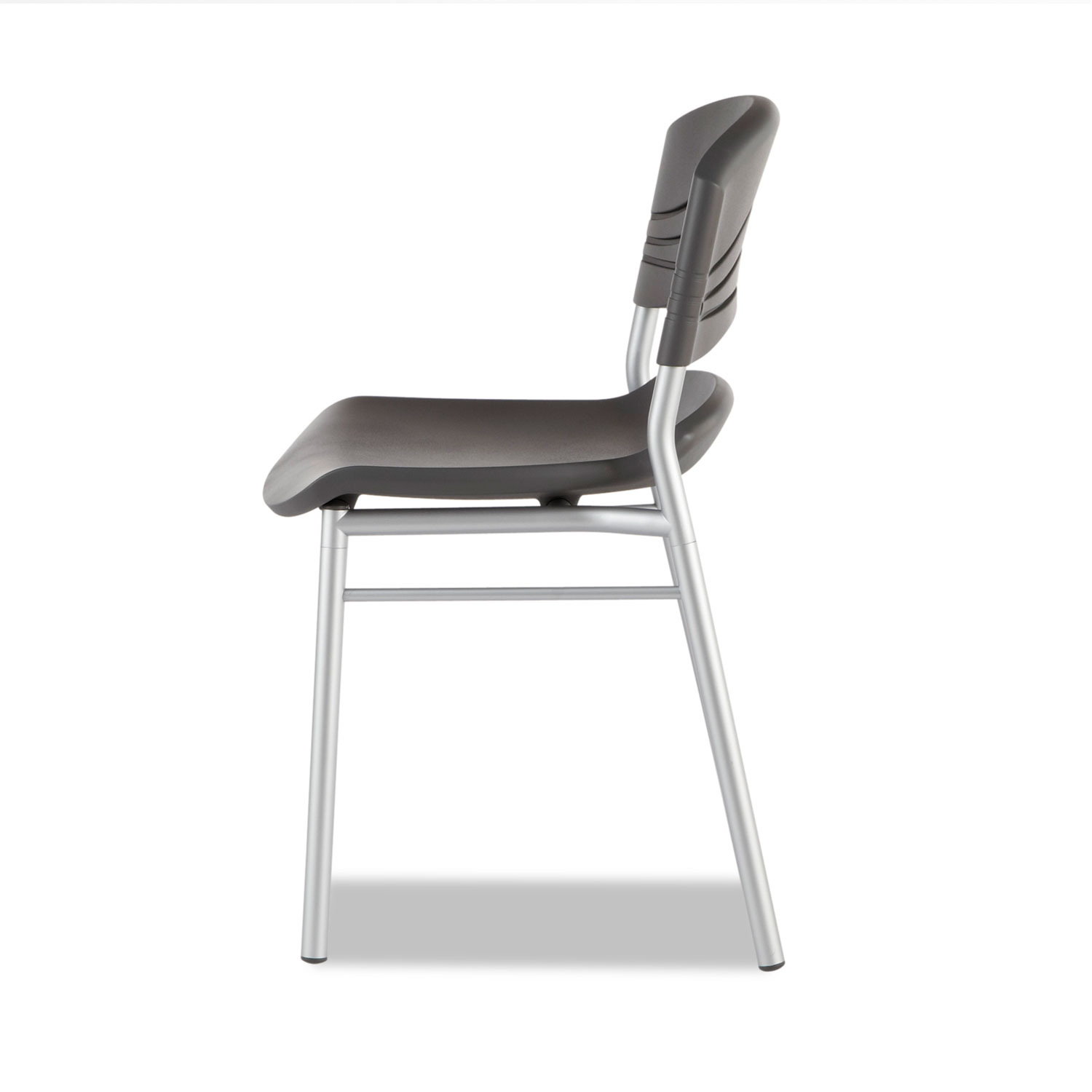 CaféWorks Chair, Blow Molded Polyethylene, Graphite/Silver, 2/Carton