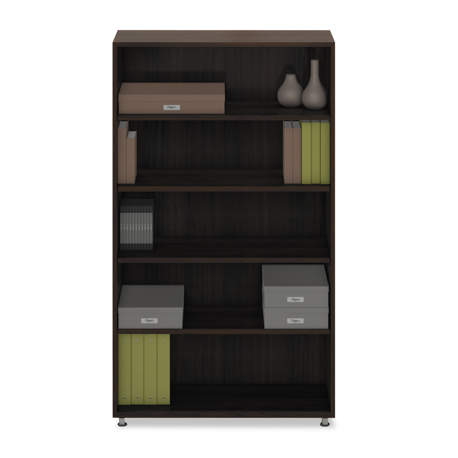  Safco EZBC3662AHA e5 Series Five-Shelf Bookcase, 36w x 15d x 62h, Walnut (MLNEZBC3662AHA) 