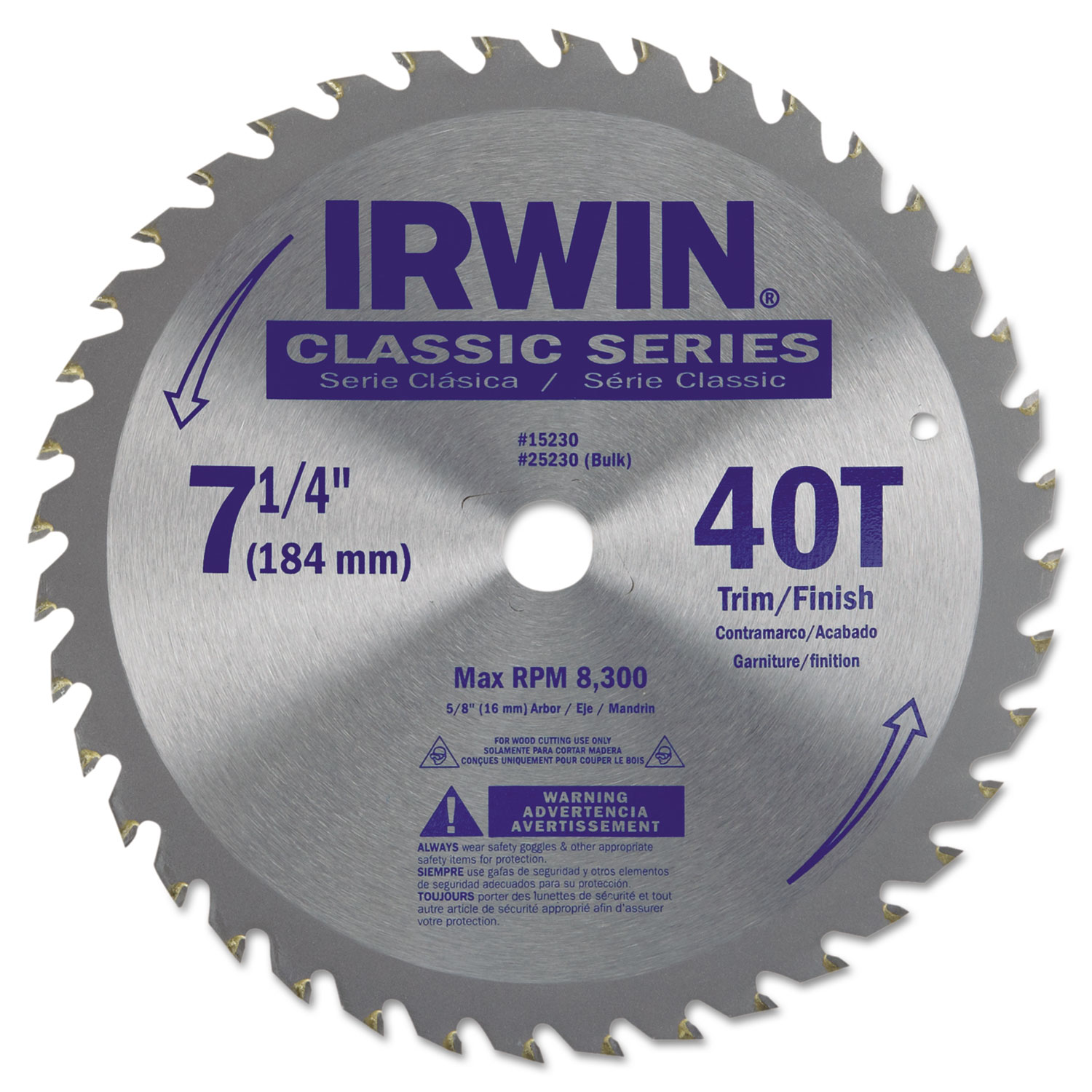 40T Carbide-Tipped Circular Saw Blade, Trim/Finish, 7-1/4 Diameter