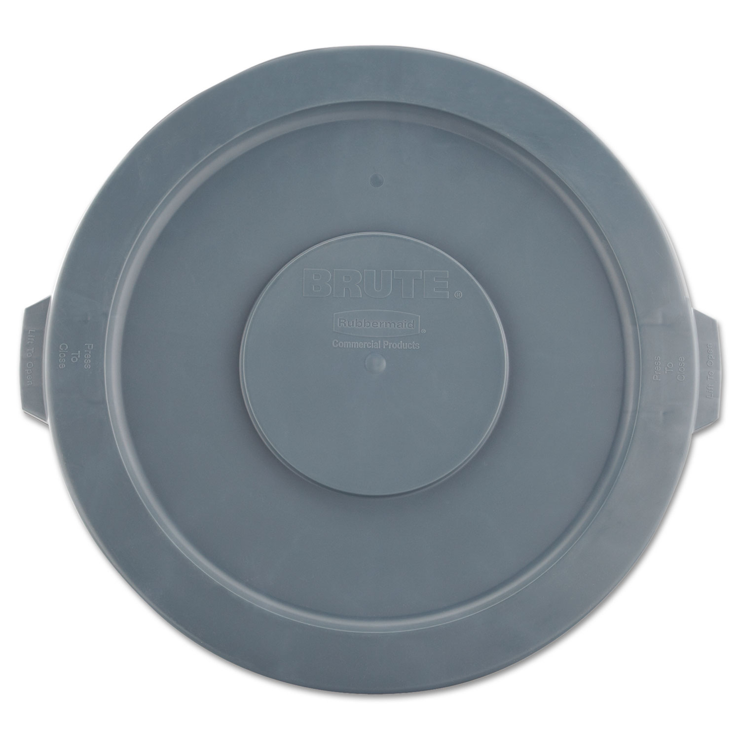 BRUTE Self-Draining Flat Top Lids for 32 gal Round BRUTE Containers, 22.25" Diameter x 1.63"h, Gray