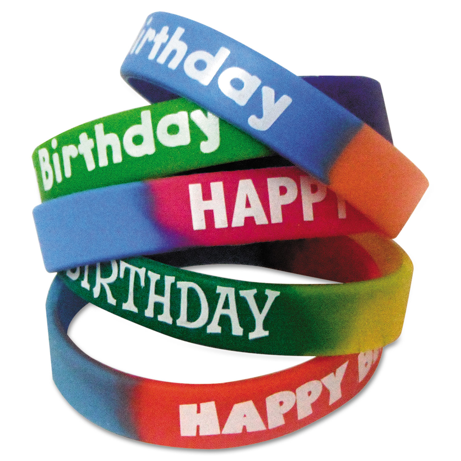 Teacher Created Resources Two-Toned Happy Birthday Wristbands, 5 Designs, Assorted Colors, 10/Pack