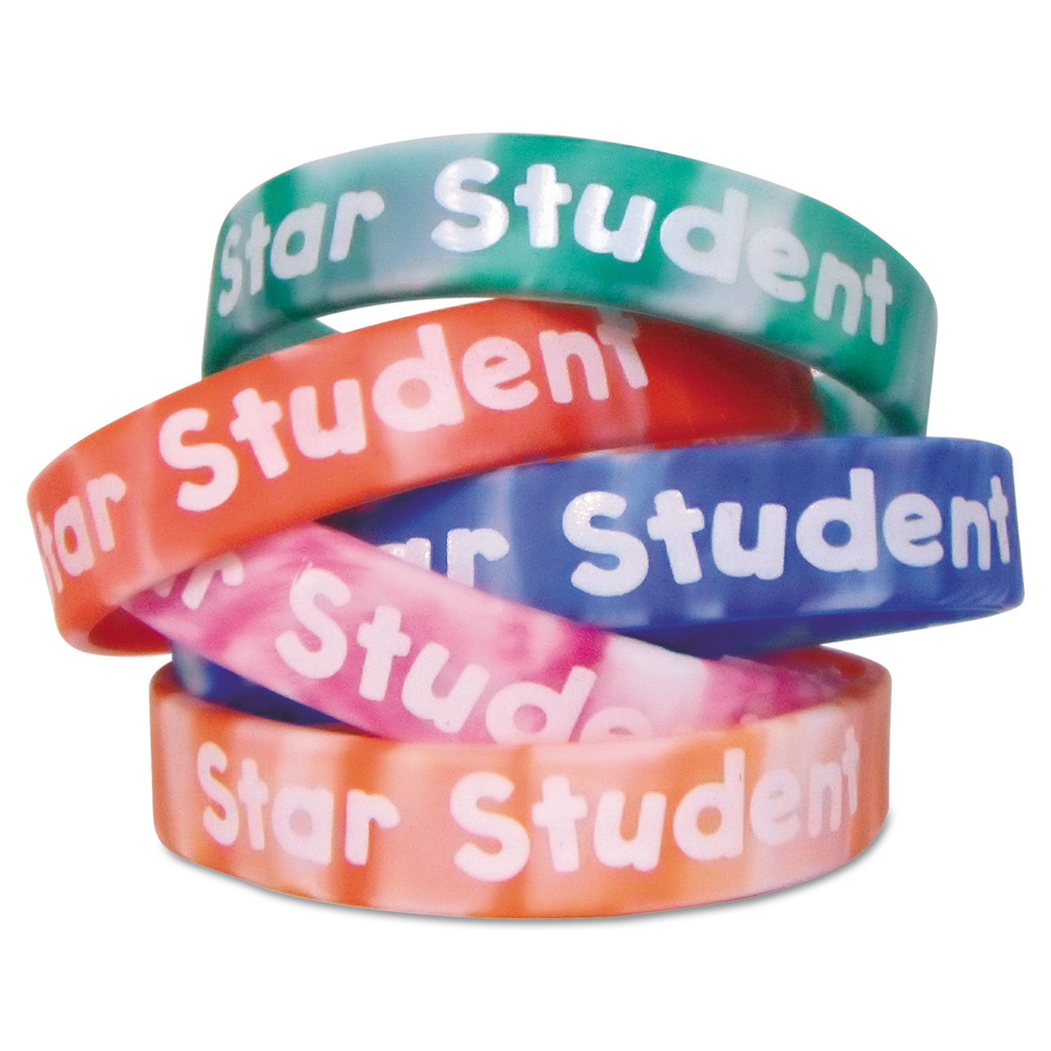 Teacher Created Resources Two-Toned Star Student Wristbands, 5 Designs, Assorted Colors, 10/Pack