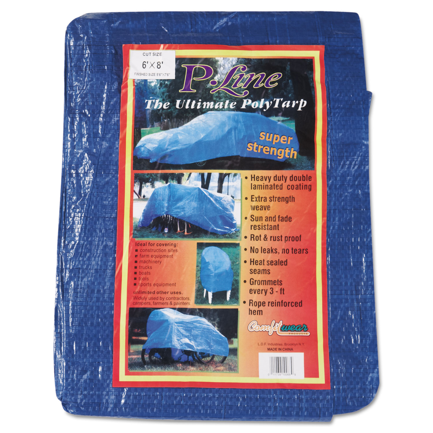 Multiple Use Tarpaulin, Polyethylene, 6 ft x 8 ft, Blue