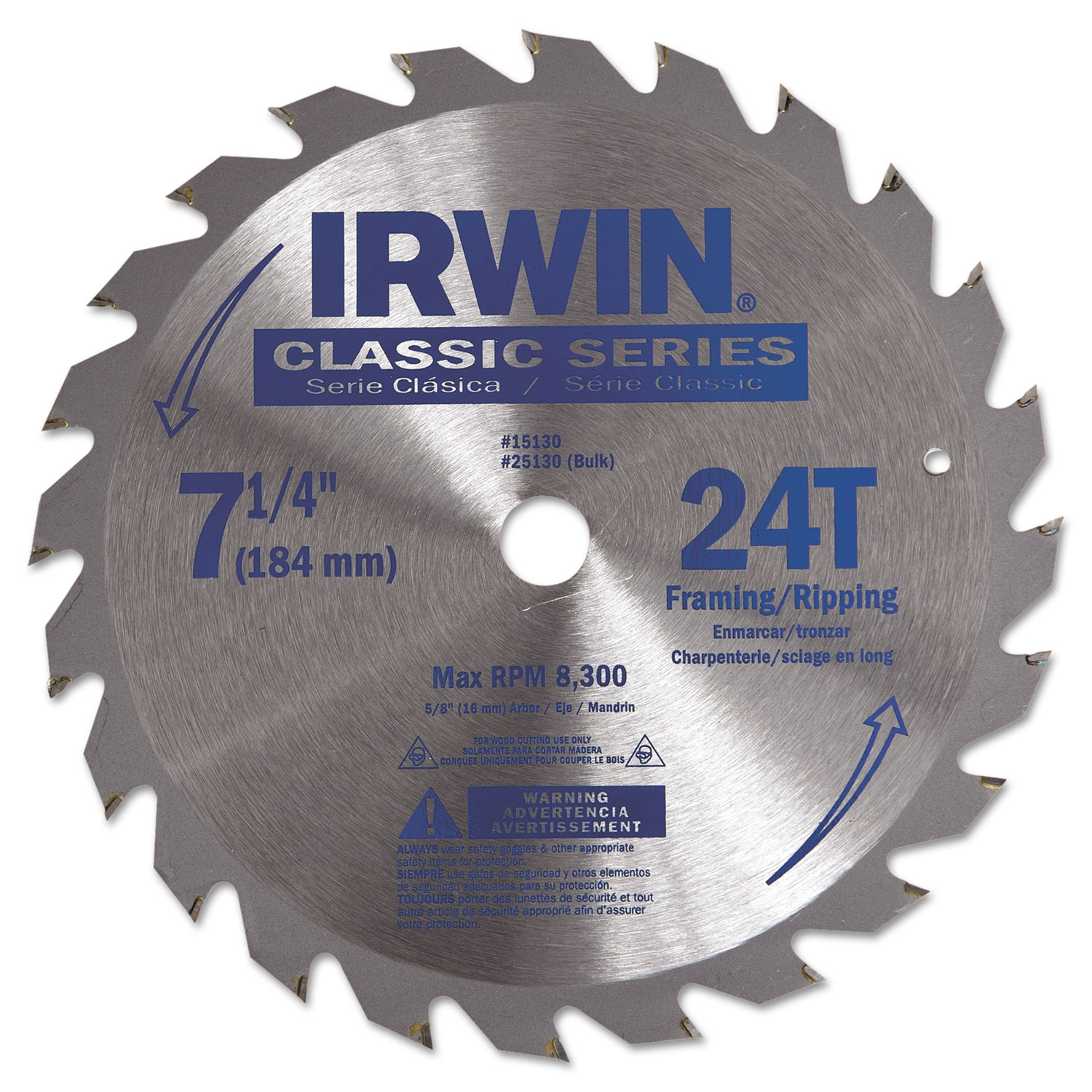 24T Carbide-Tipped Circular Saw Blade, 7-1/4 Diameter