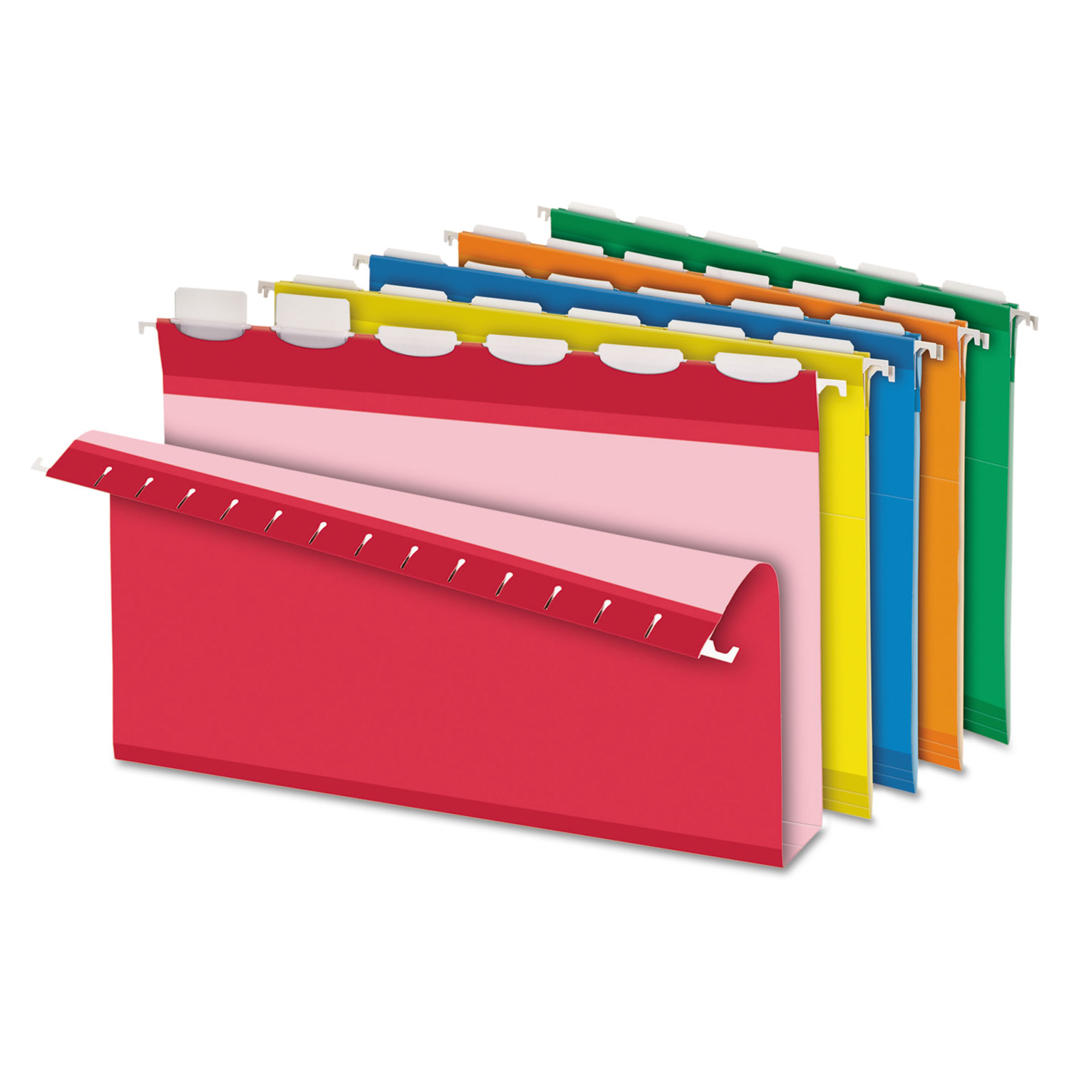 Ready-Tab Hanging File Folders, 2 Capacity, 1/6 Tab, Legal, Assorted, 20/Box