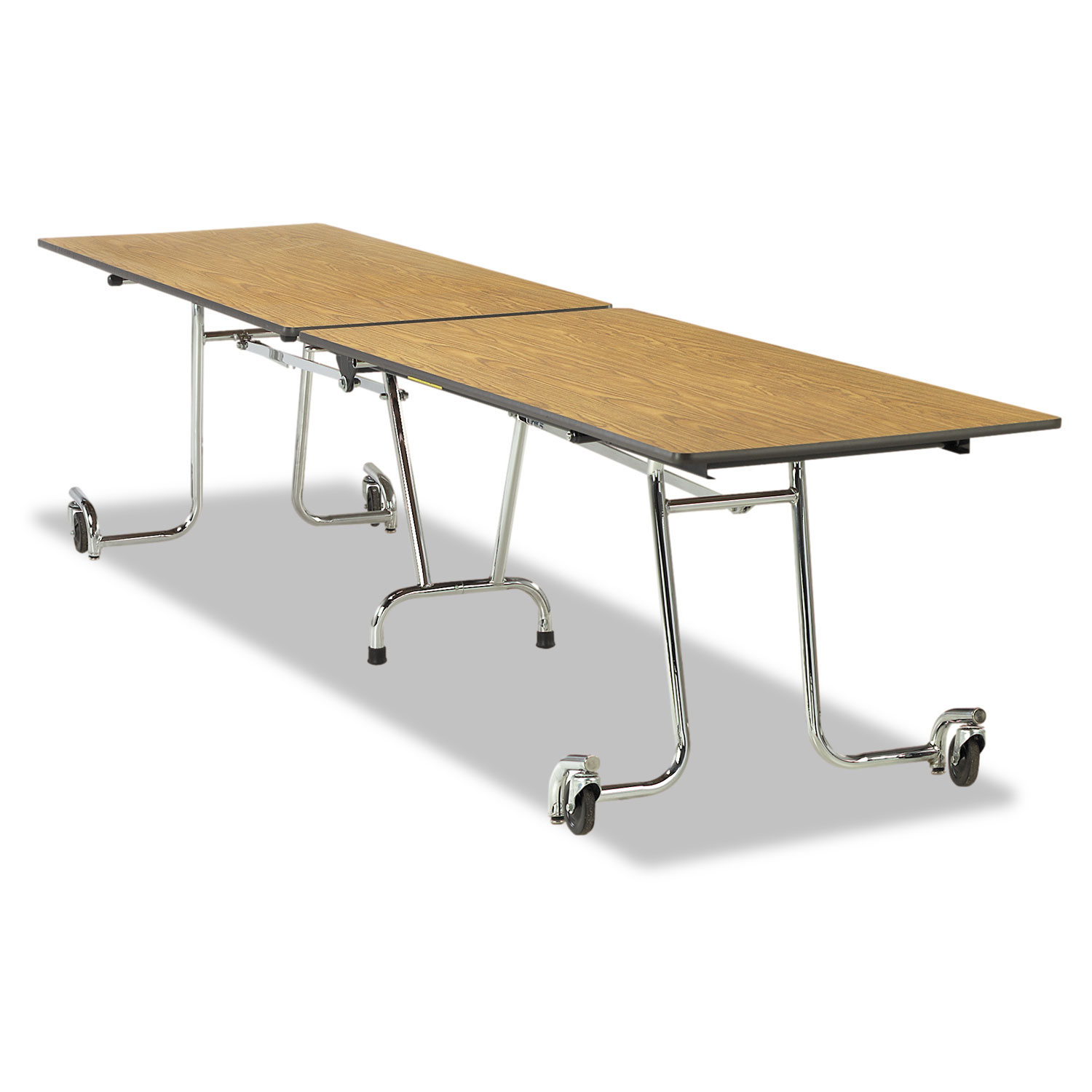 Folding Mobile Table, Rectangular, 144w x 30d, Gray Nebula/Chrome