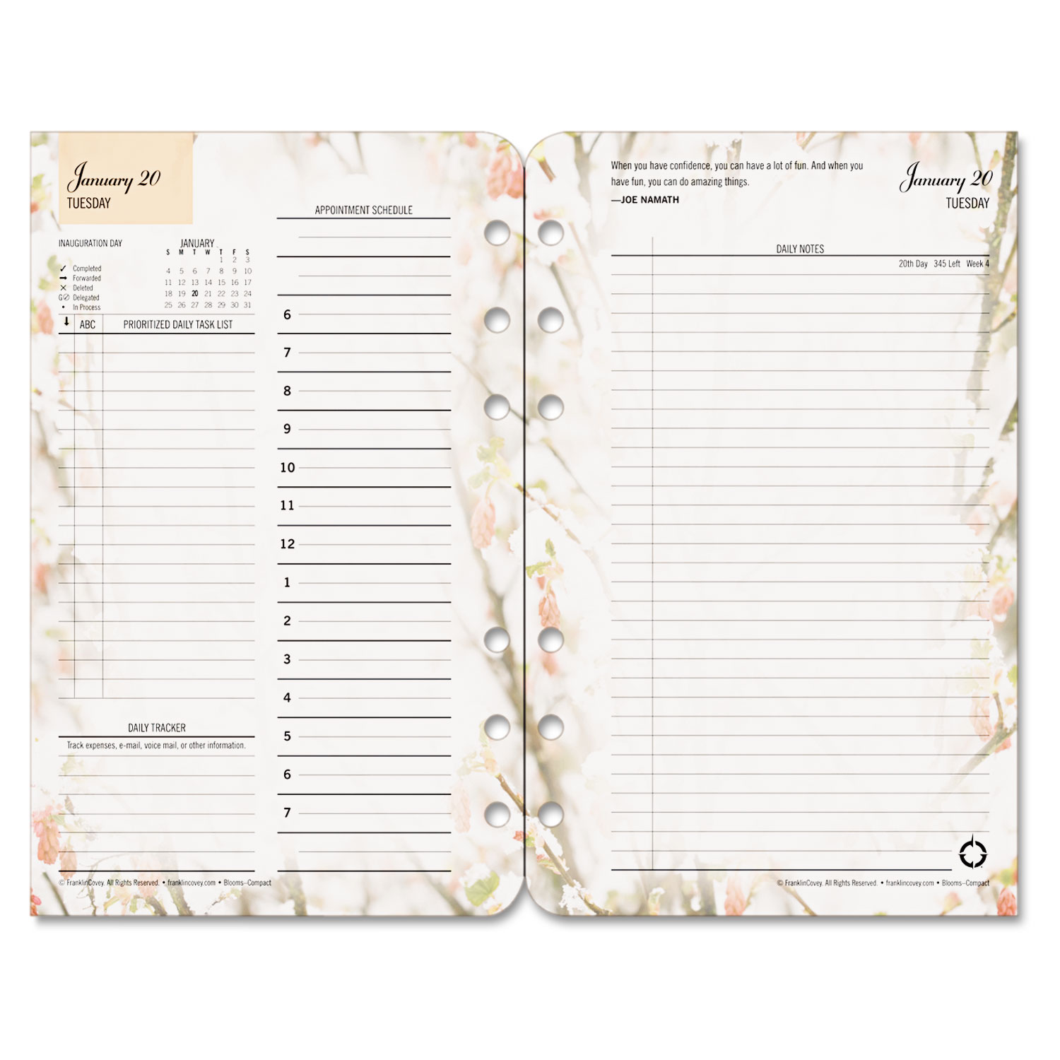 Blooms Dated Daily Planner Refill, January-December, 4 3/4 x 6 3/4, 2018