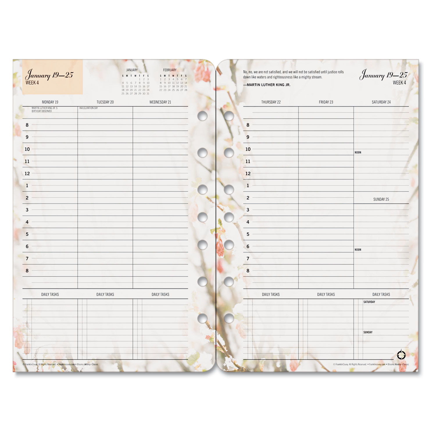 Blooms Dated Weekly/Monthly Planner Refill, Jan.-Dec., 5 1/2 x 8 1/2, 2018