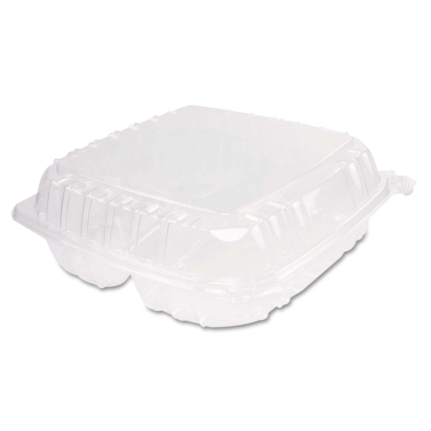 9 x 9 x 3 Recycled Plastic Hinged Lid 1 Compartment Takeout Container,  Clear, 250 ct.