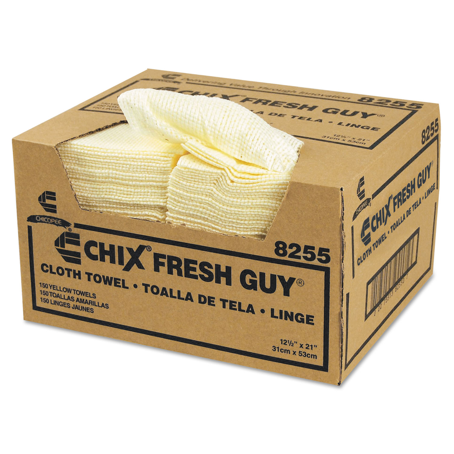  Chix 8255 Fresh Guy Towels, 13 1/2 x 13 1/2, Yellow, 150/Carton (CHI8255) 
