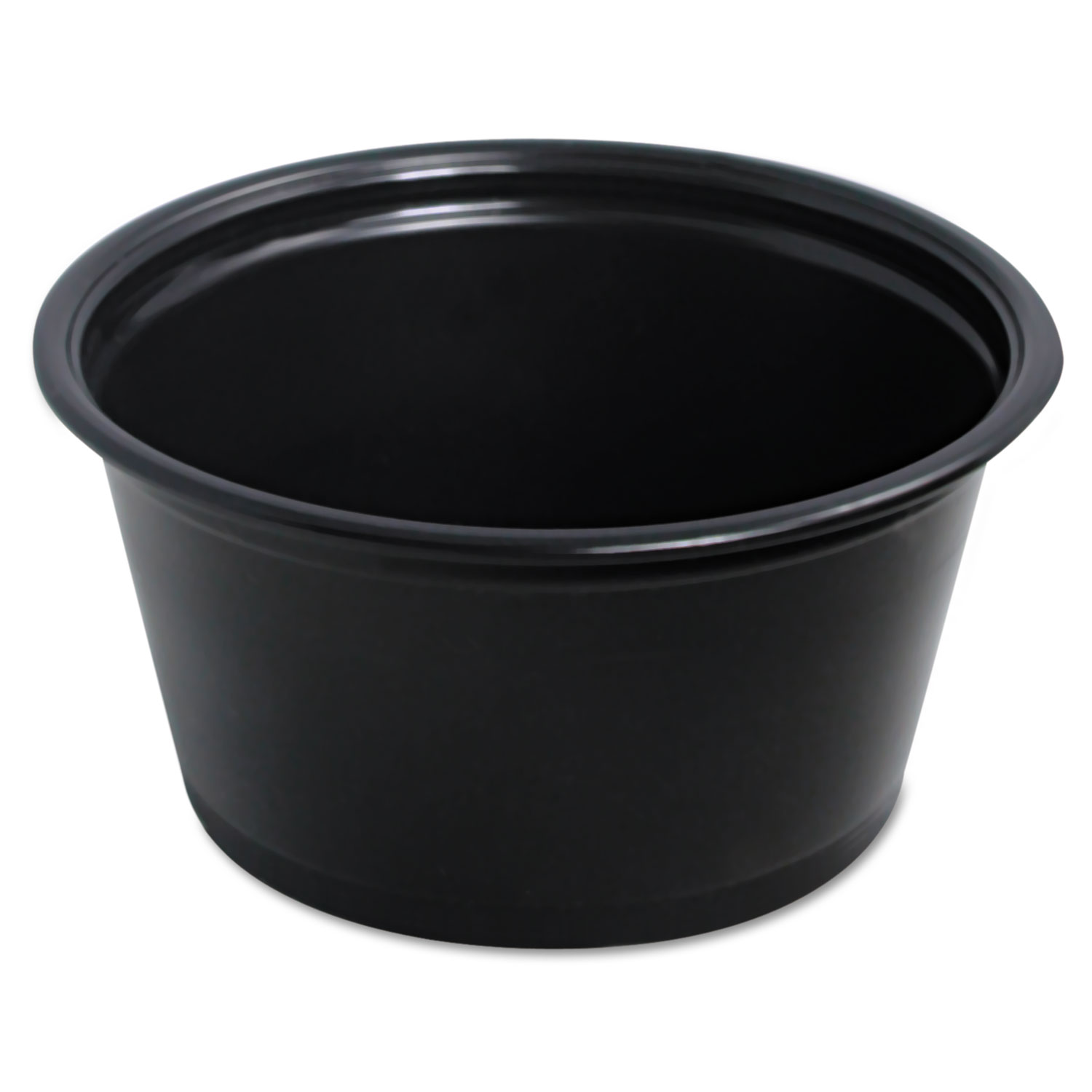 Conex Complements Plastic Portion Cup, 2 oz., Black, 125/Bag, 20 Bags/Carton