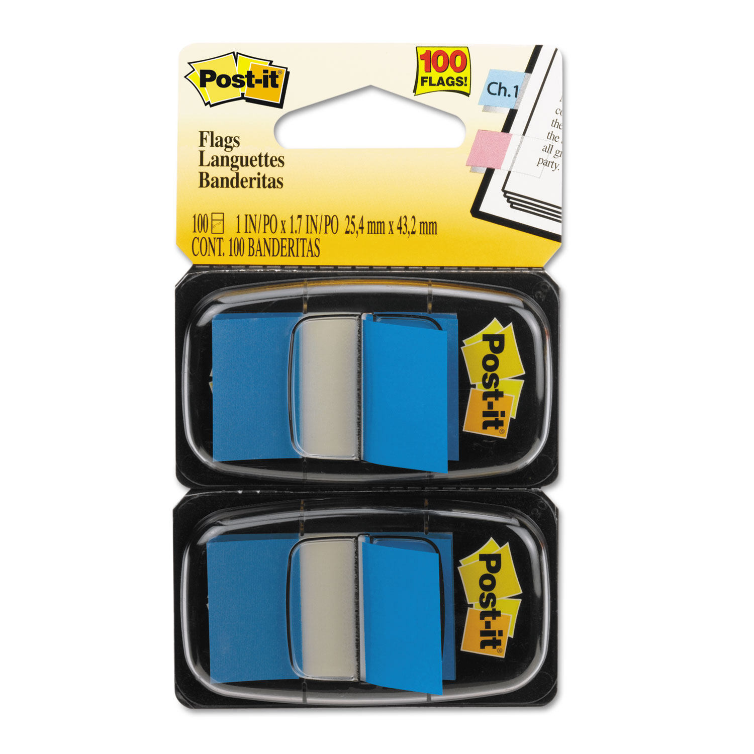  Post-it Flags 680-BE2 Standard Page Flags in Dispenser, Blue, 100 Flags/Dispenser (MMM680BE2) 