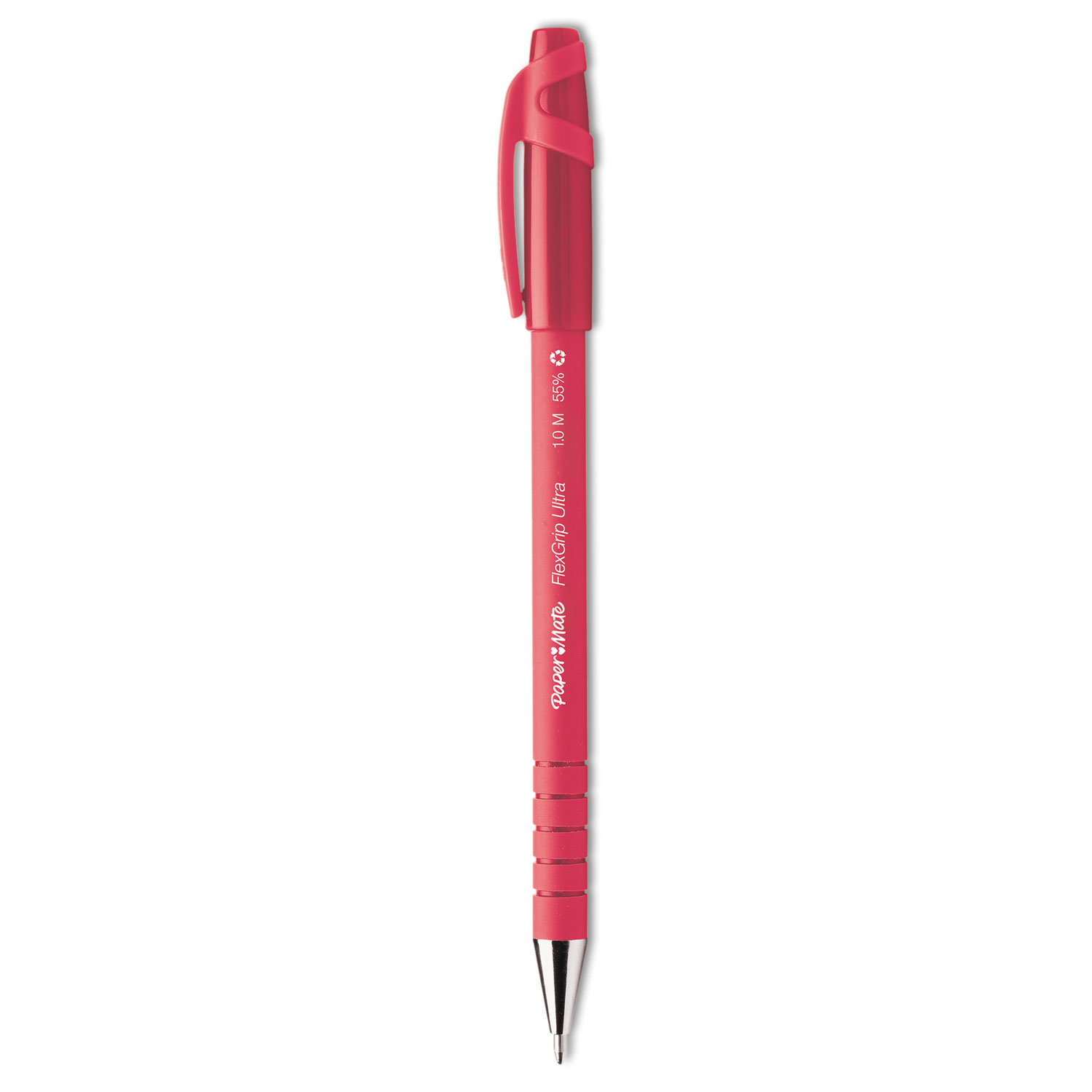  Paper Mate 9620131 FlexGrip Ultra Stick Ballpoint Pen, Medium 1mm, Red Ink/Barrel, Dozen (PAP9620131) 