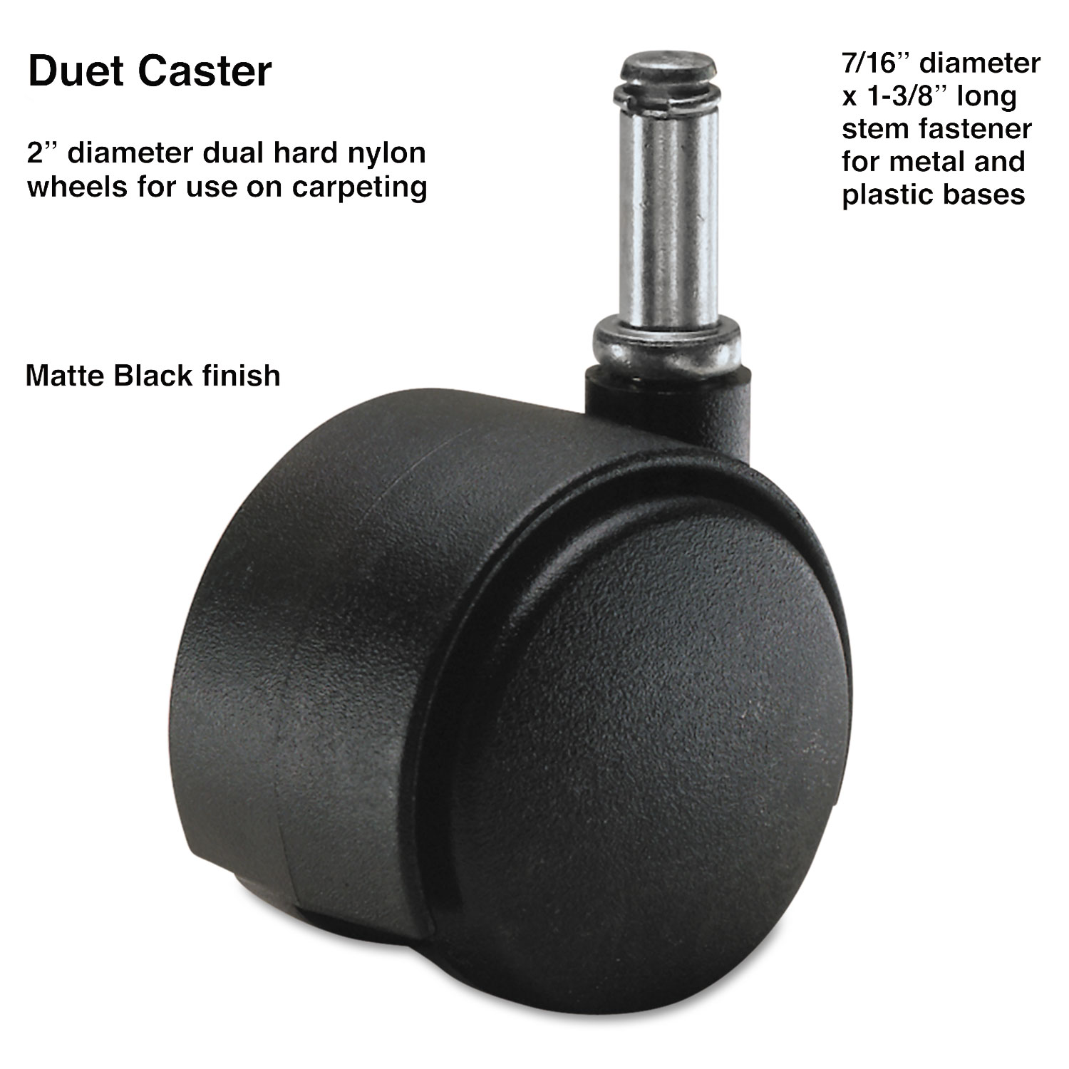  Master Caster 64426 Duet Dual Wheels, Nylon, C Stem, 110 lbs/Caster, 5/Set (MAS64426) 