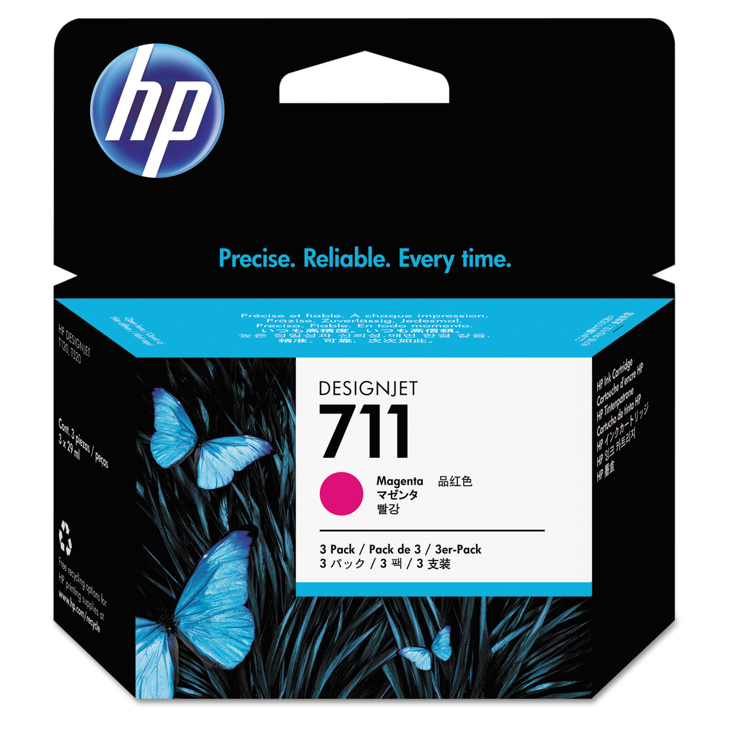  HP CZ135A HP 711, (CZ135A) 3-pack Magenta Original Ink Cartridges (HEWCZ135A) 