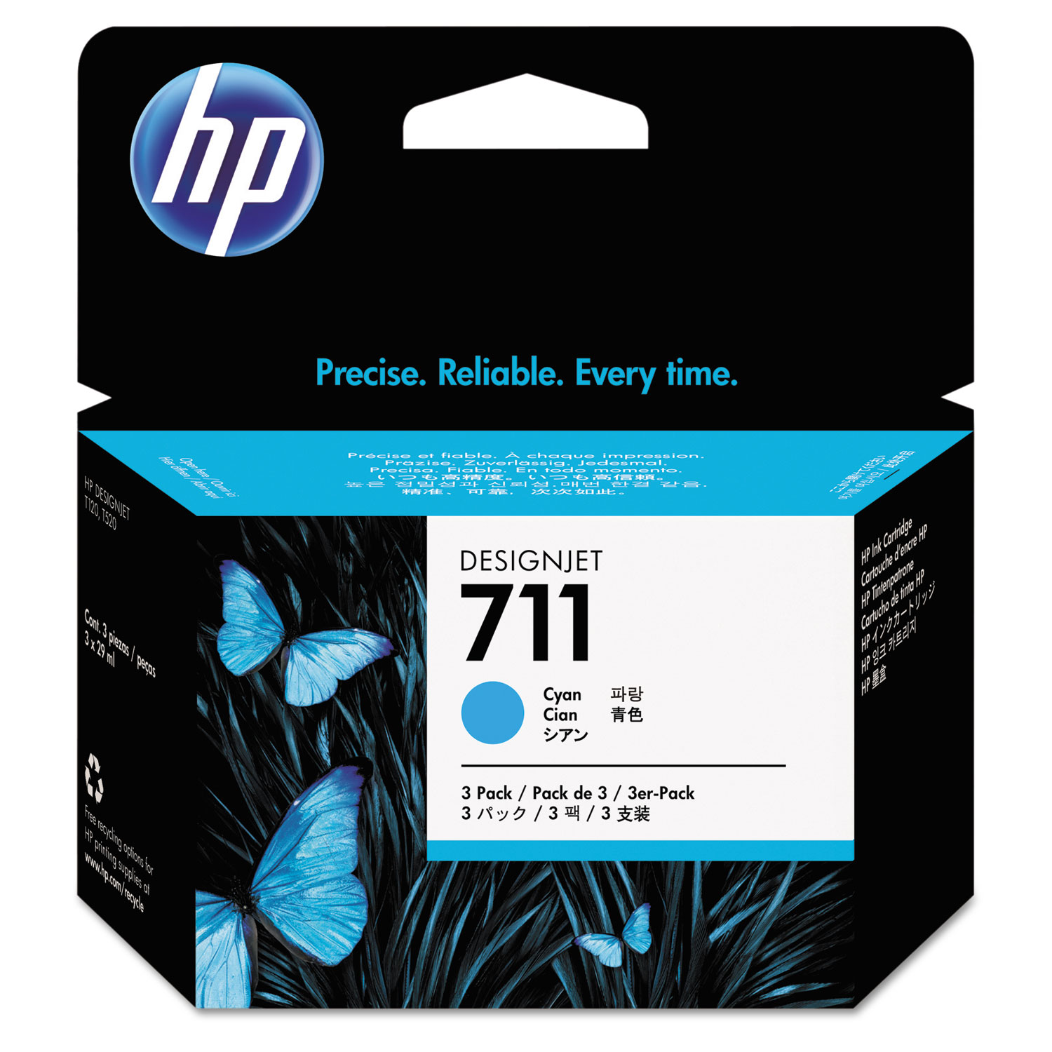  HP CZ134A HP 711, (CZ134A) 3-pack Cyan Original Ink Cartridges (HEWCZ134A) 