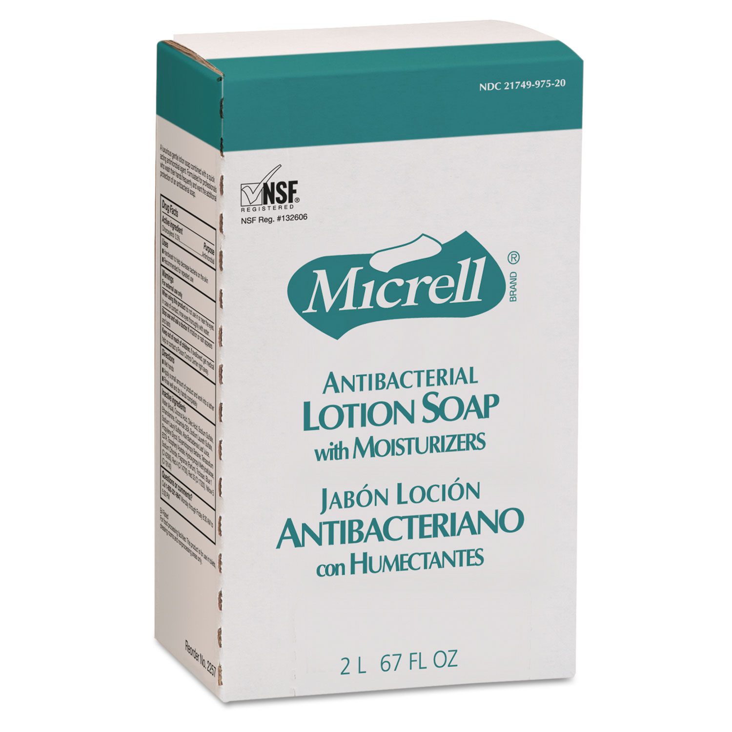  MICRELL 2257-04 Antibacterial Lotion Soap, Amber, NXT 2000 ml Refill, 4/Carton (GOJ225704) 