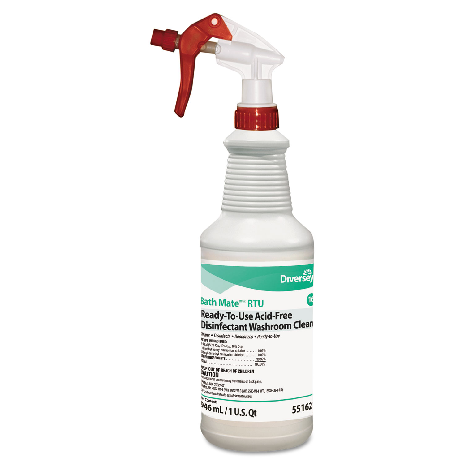  Diversey 5516217 Bath Mate Acid-Free RTU Disinfectant/Cleaner, Fresh, 32oz Spray Bottle, 12/CT (DVO5516217) 