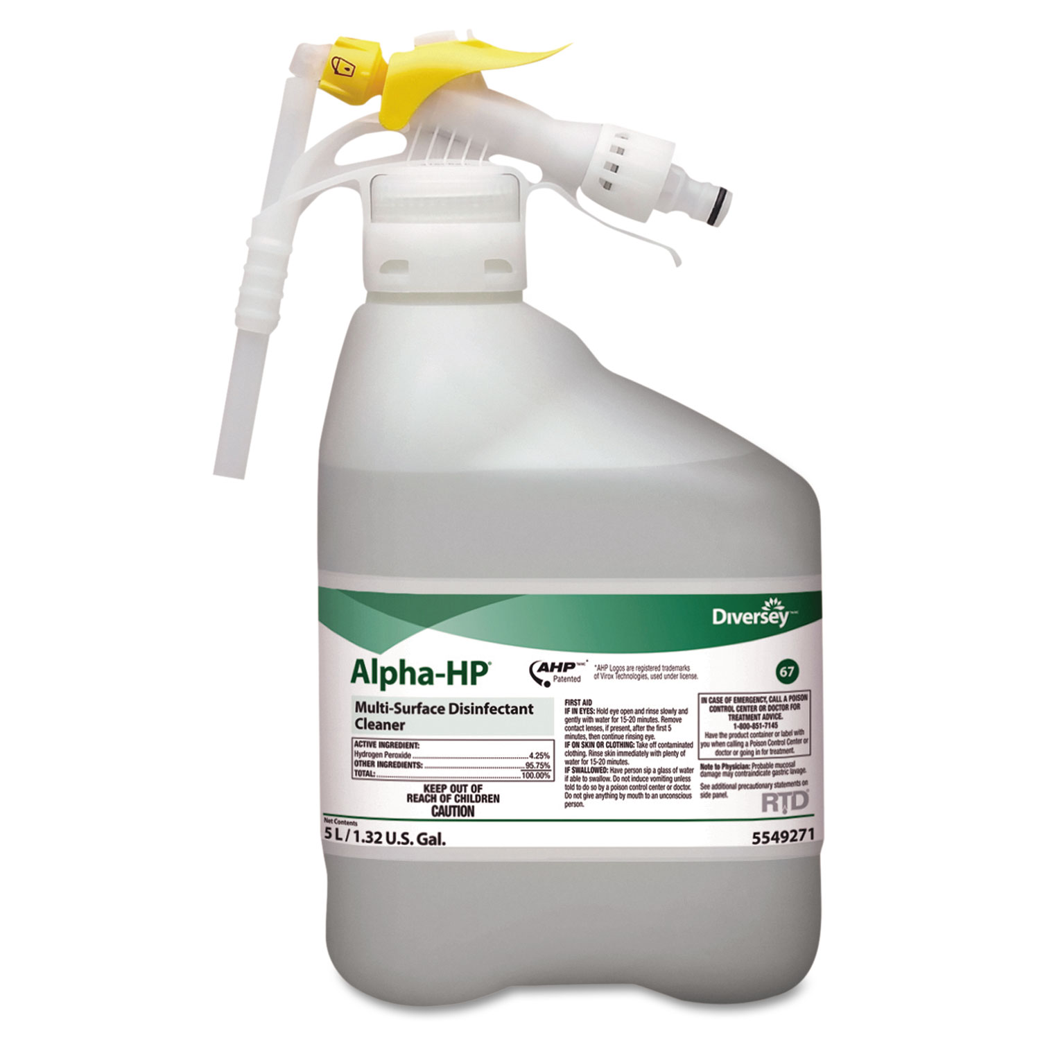  Diversey 5549271 Alpha-HP Concentrated Multi-Surface Cleaner, Citrus Scent, 5000mL RTD Bottle (DVO5549271) 