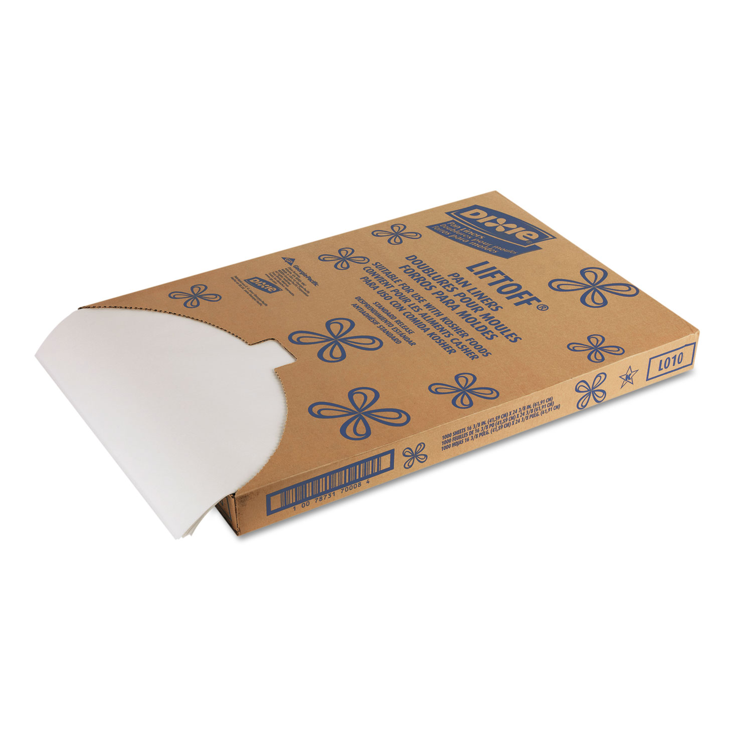  Dixie LO10 Greaseproof Liftoff Pan Liners, 16 3/8 x 24 3/8, White, 1000 Sheets/Carton (DXELO10) 
