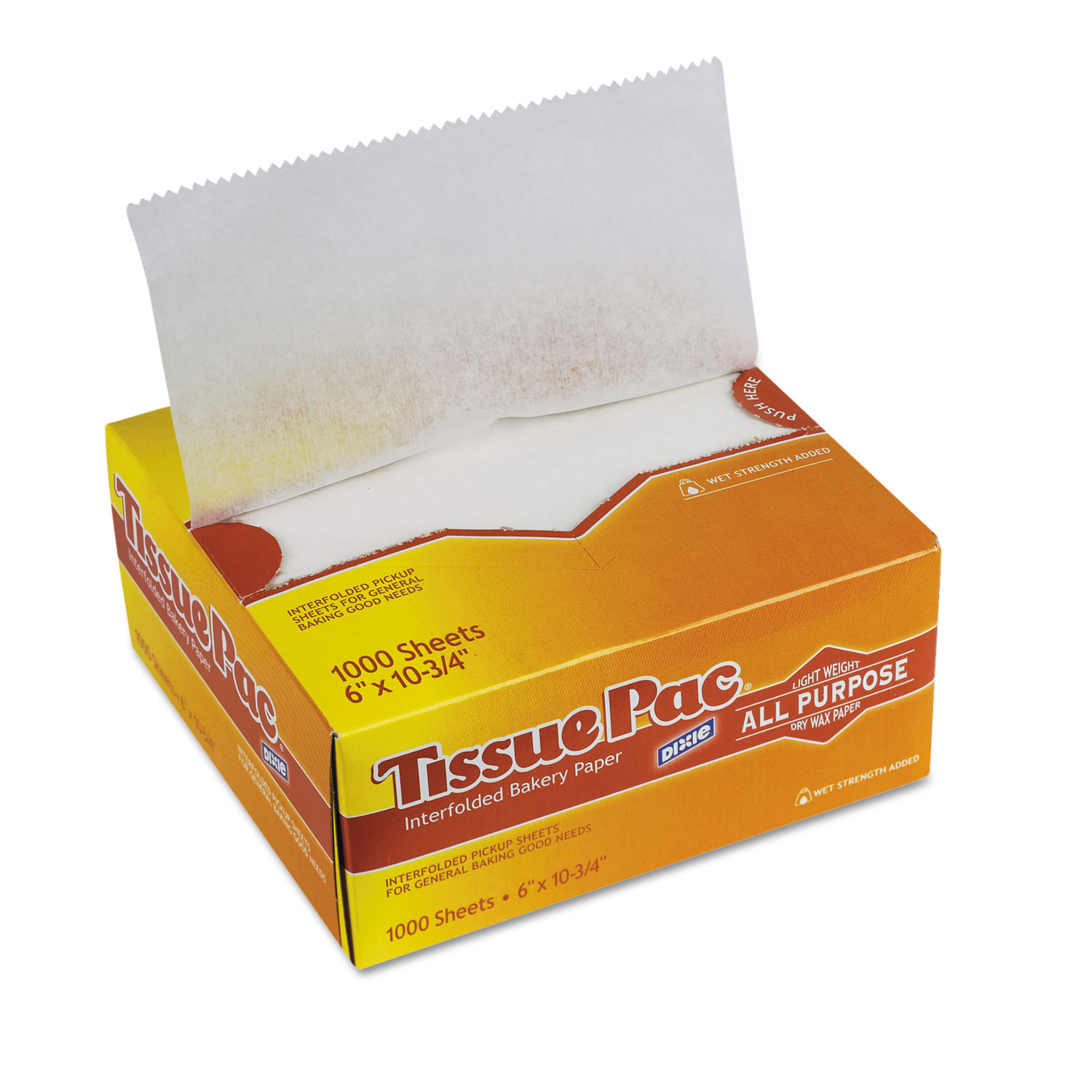  Dixie DIX T6 Tissue-Pac Lightweight Dry Waxed Interfolding Tissue, 6x10 3/4, White, 1000/Pack (DXET6) 