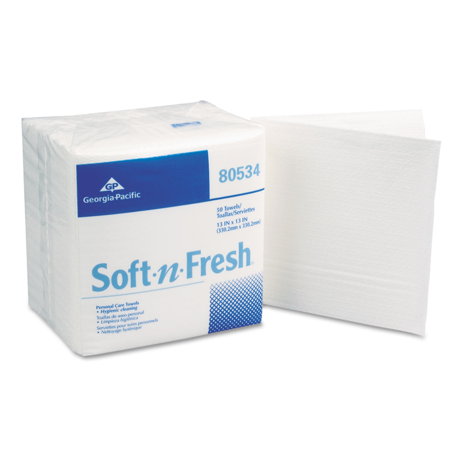  Georgia Pacific 80534 Soft-n-Fresh Patient Care Disposable Wash Cloths, 13x13, White, 50/PK, 20 PK/CT (GPC80534) 