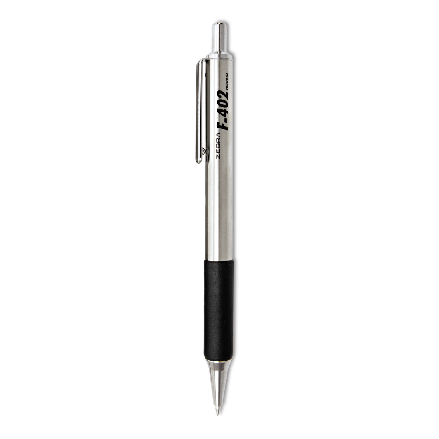  Zebra 29212 F-402 Retractable Ballpoint Pen, 0.7mm, Black Ink, Steel/Black Barrel, 2/Pack (ZEB29212) 