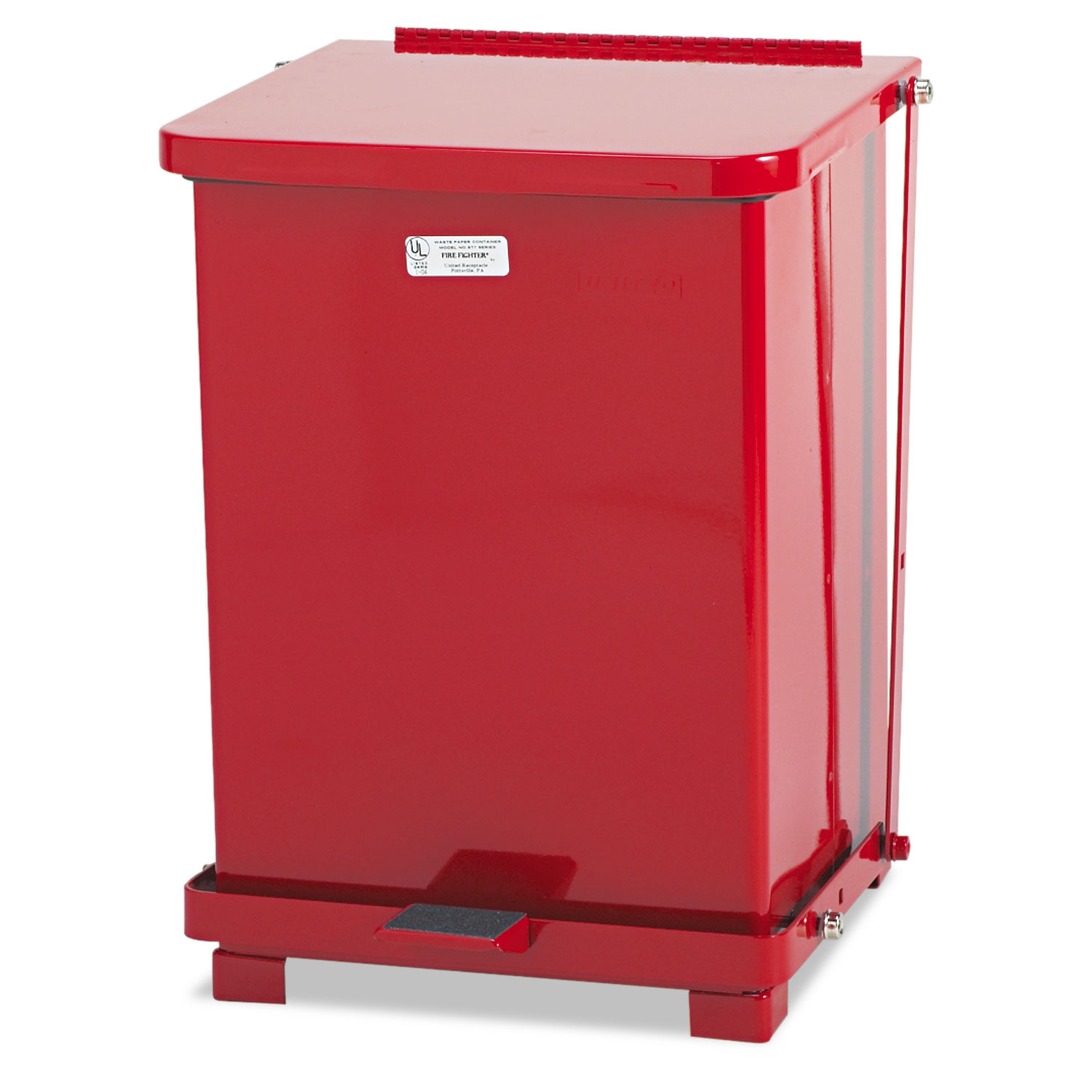  Rubbermaid Commercial FGST7EPLRD Defenders Biohazard Step Can, Square, Steel, 7 gal, Red (RCPST7EPLRED) 