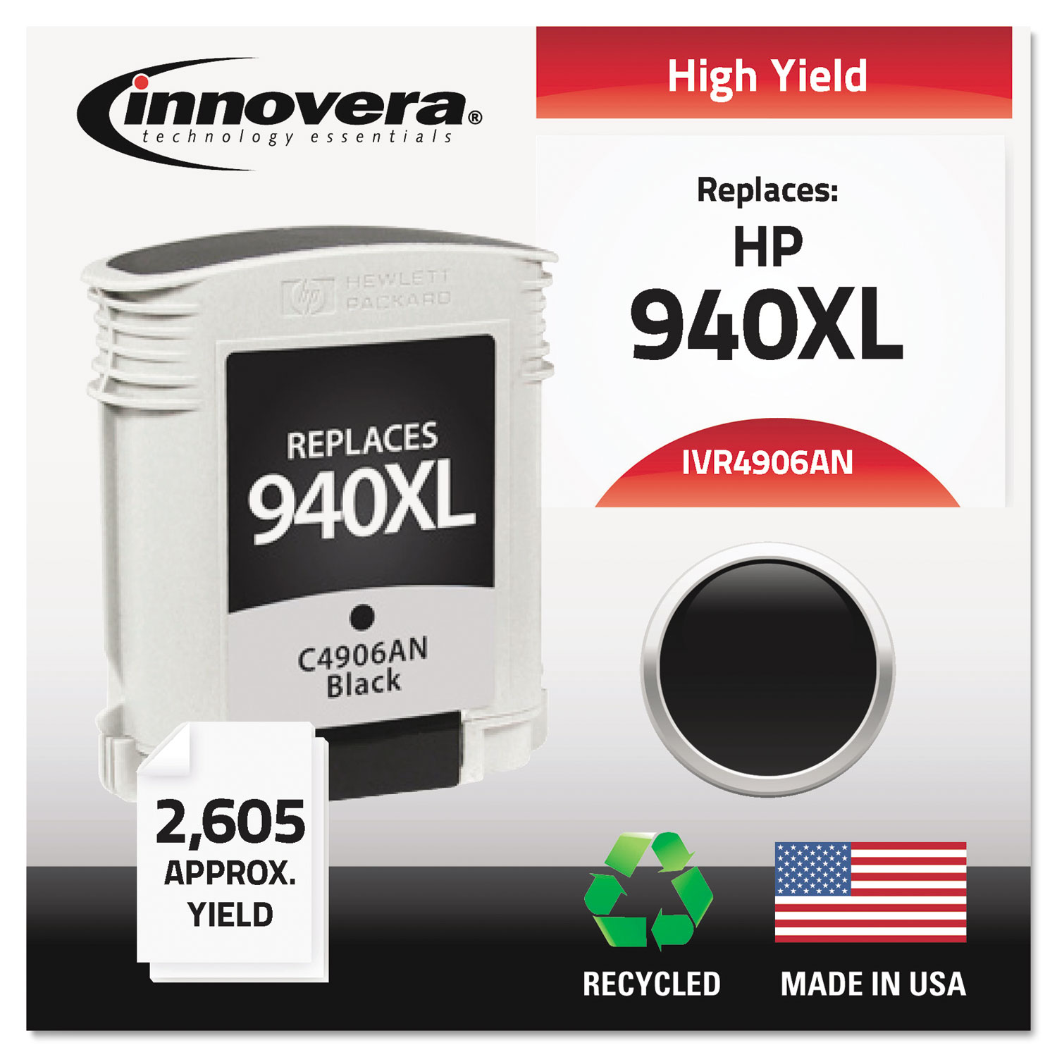 Remanufactured C4906AN (940XL) High-Yield Ink, 2200 Page-Yield, Black
