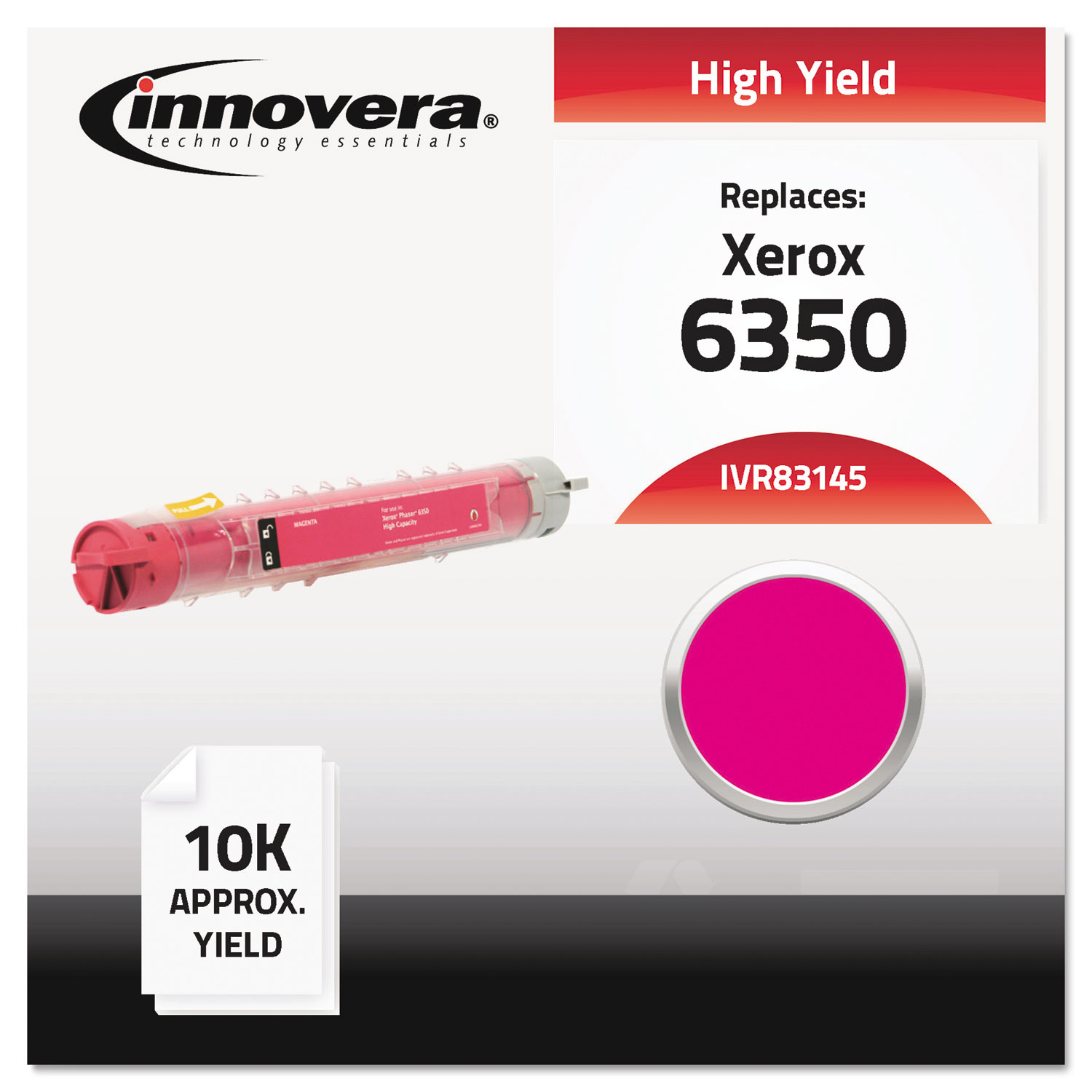 Compatible 106R01145 (6350) High-Yield Toner, 10000 Page-Yield, Magenta