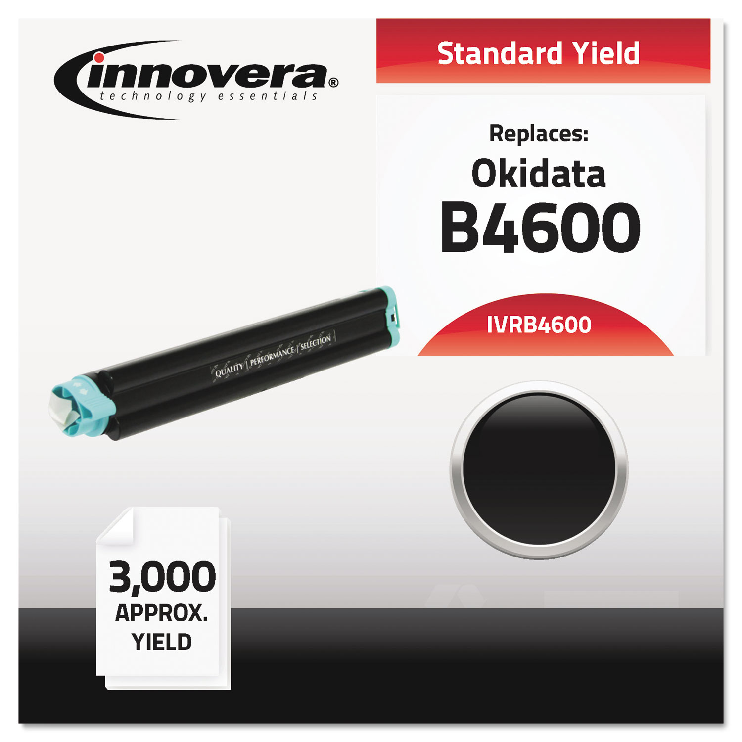  Innovera IVRB4600 Compatible 43502301 (B4600) Toner, 3000 Page-Yield, Black (IVRB4600) 