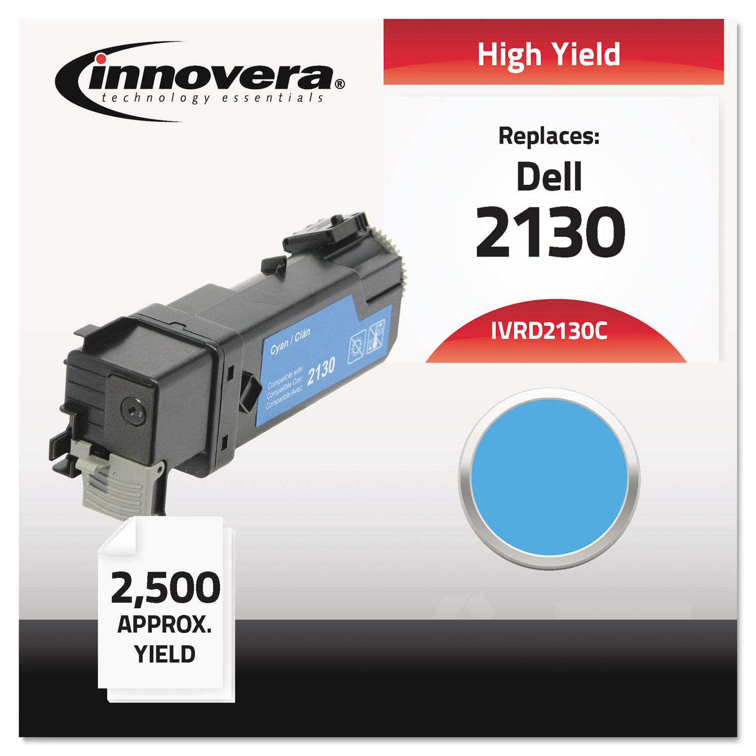  Innovera IVRD2130C Remanufactured 330-1437 (2130) High-Yield Toner, 2500 Page-Yield, Cyan (IVRD2130C) 