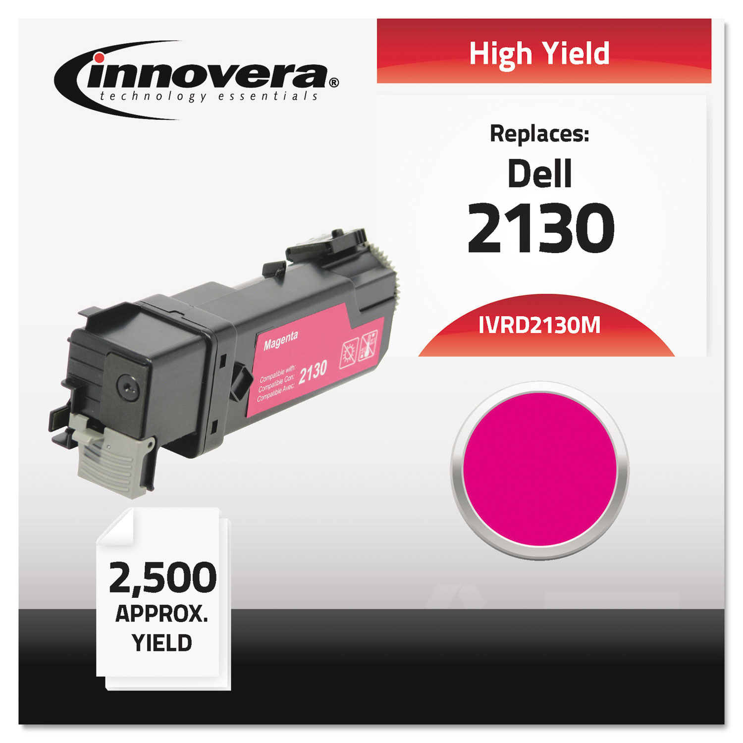  Innovera IVRD2130M Remanufactured 330-1433 (2130) High-Yield Toner, 2500 Page-Yield, Magenta (IVRD2130M) 