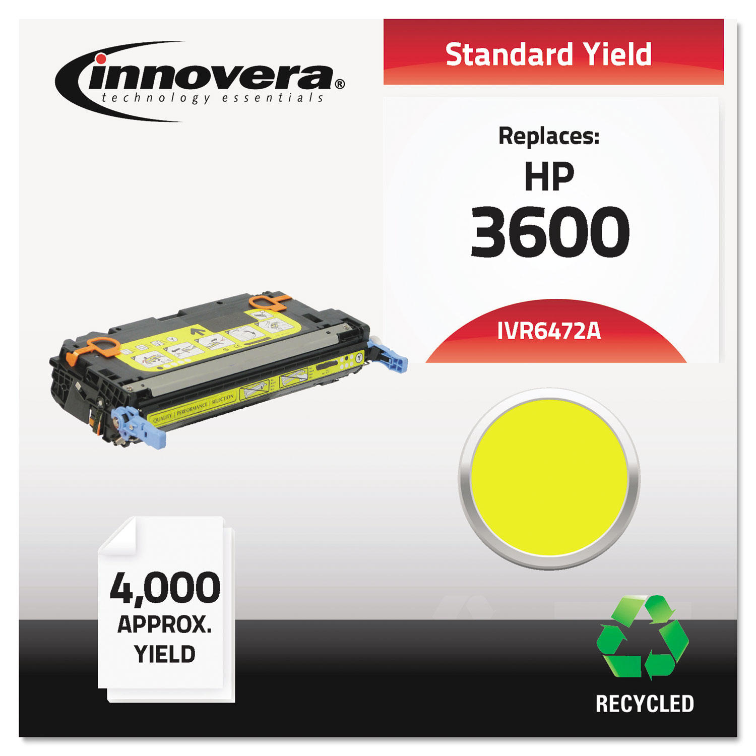  Innovera IVR6472A Remanufactured Q6472A (502A) Toner, 4000 Page-Yield, Yellow (IVR6472A) 