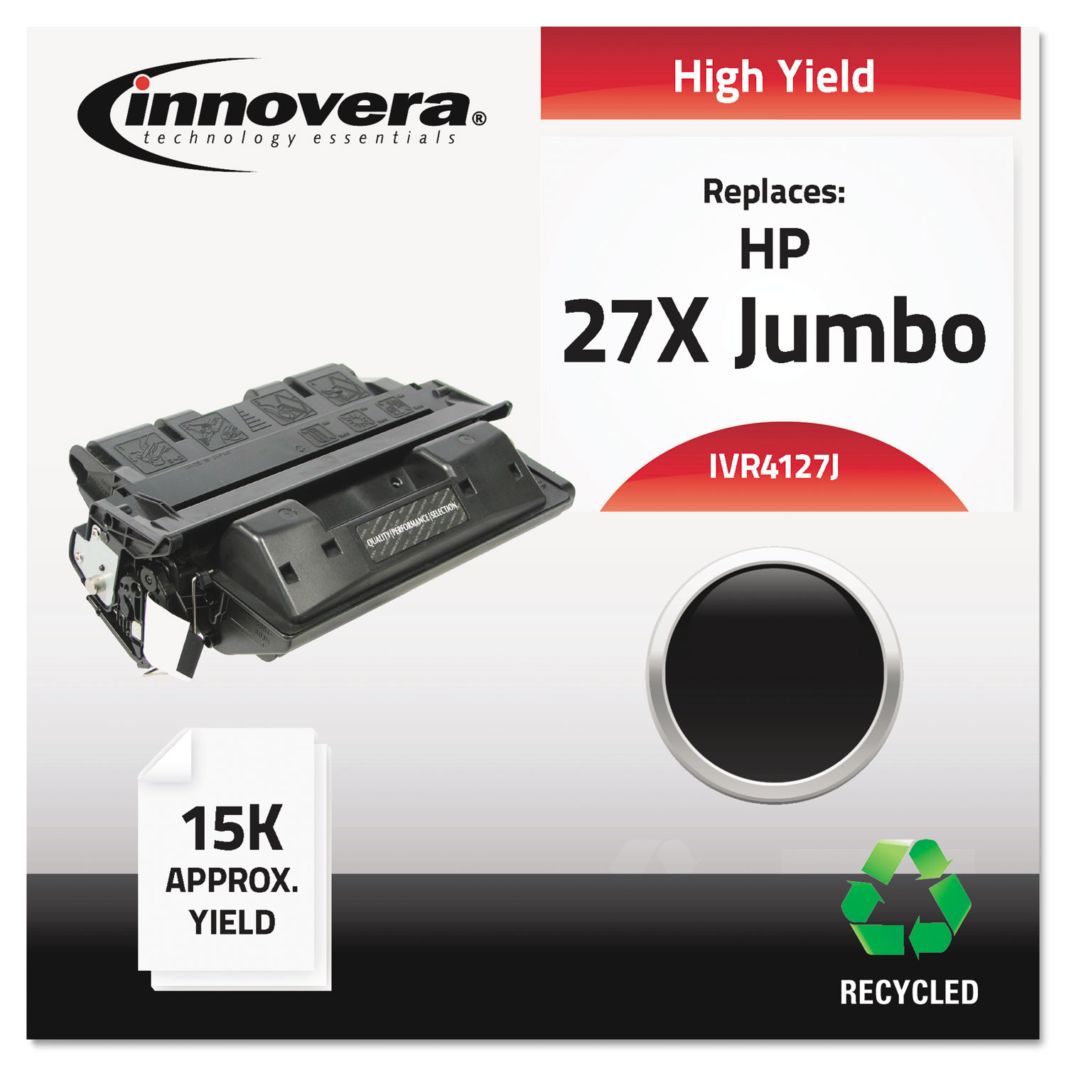  Innovera IVR4127J Remanufactured C4127X(J) (27XJ) High-Yield Toner, 15000 Page-Yield, Black (IVR4127J) 