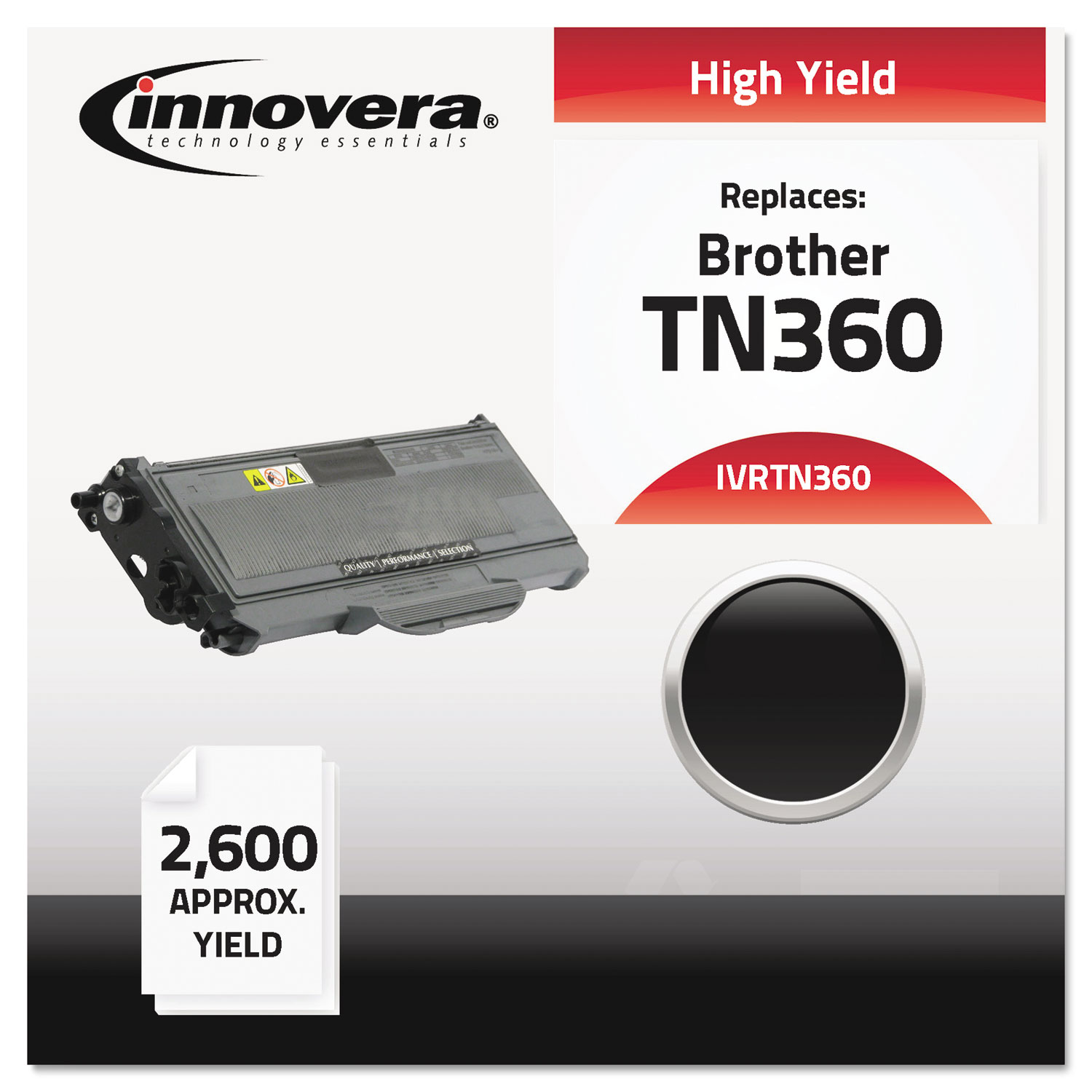  Innovera IVRTN360 Remanufactured TN360 High-Yield Toner, 2600 Page-Yield, Black (IVRTN360) 