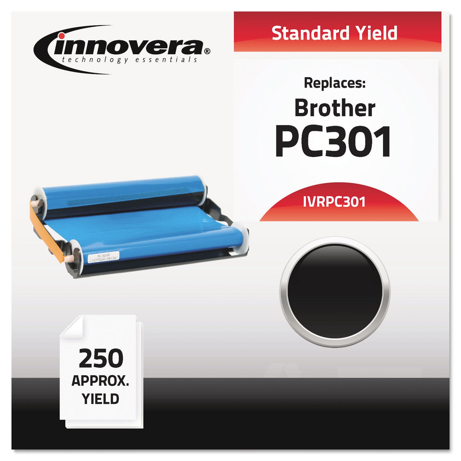  Innovera IVRPC301 Compatible PC301 Thermal Transfer Print Cartridge, 250 Page-Yield, Black (IVRPC301) 