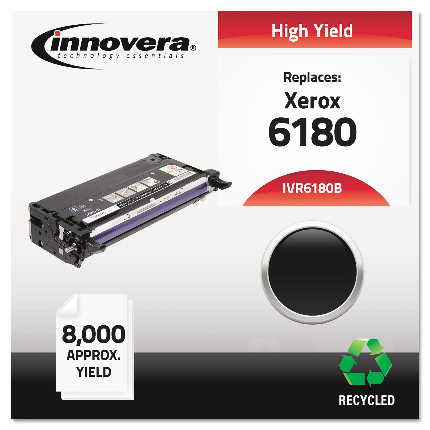  Innovera IVR6180B Remanufactured 113R00726 (6180) High-Yield Toner, 8000 Page-Yield, Black (IVR6180B) 