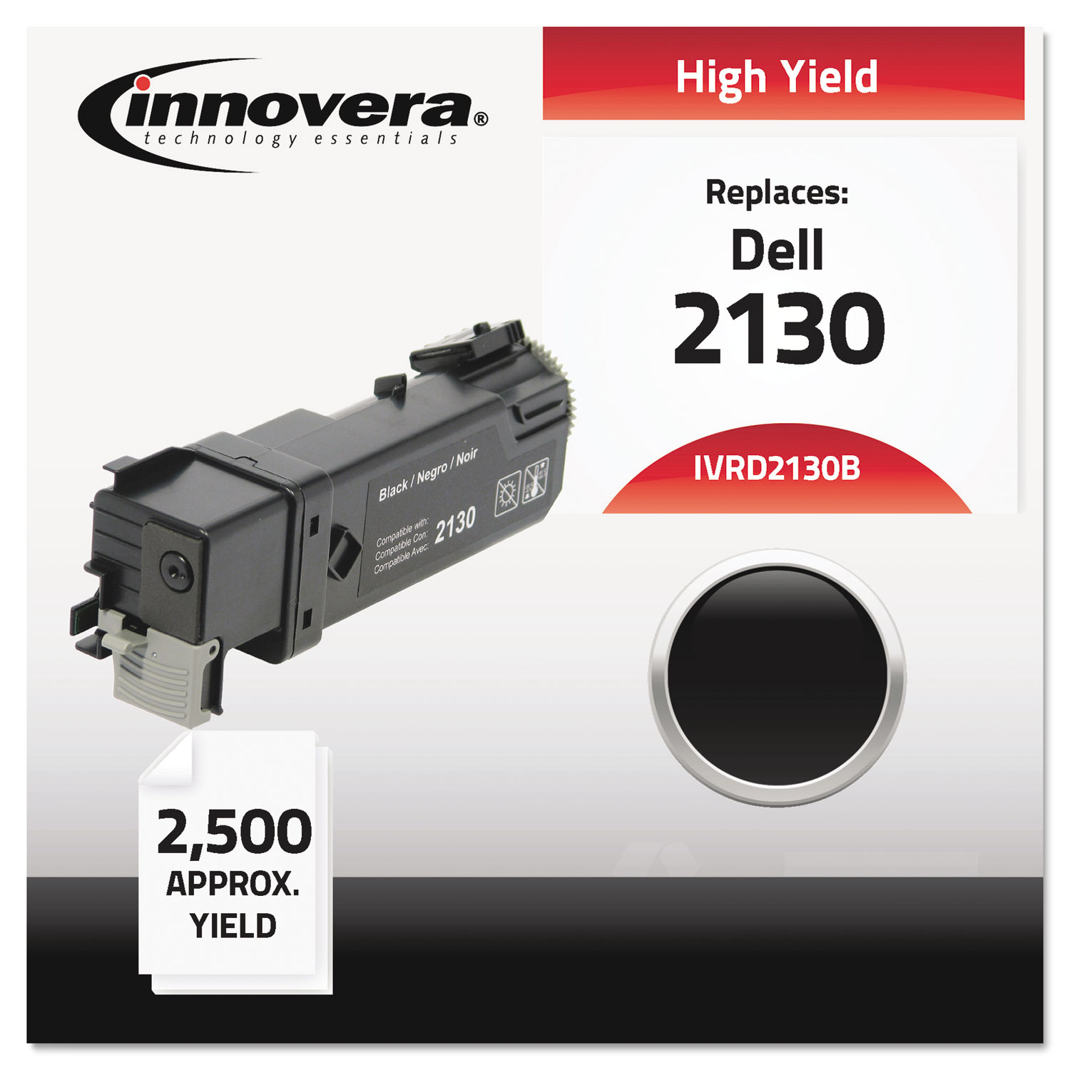  Innovera IVRD2130B Remanufactured 330-1436 (2130) High-Yield Toner, 2500 Page-Yield, Black (IVRD2130B) 