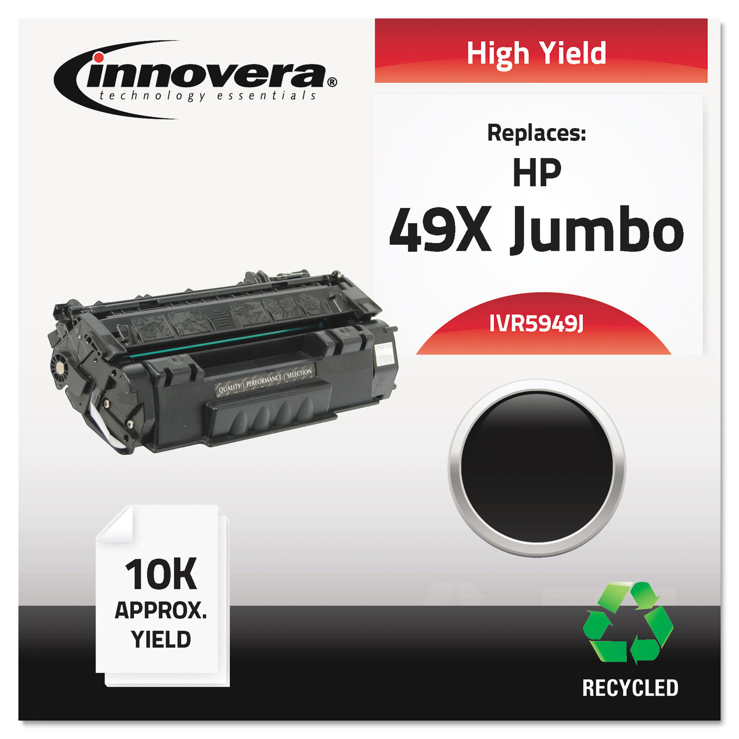  Innovera IVR5949J Remanufactured Q5949X(J) (49XJ) High-Yield Toner, 10000 Page-Yield, Black (IVR5949J) 