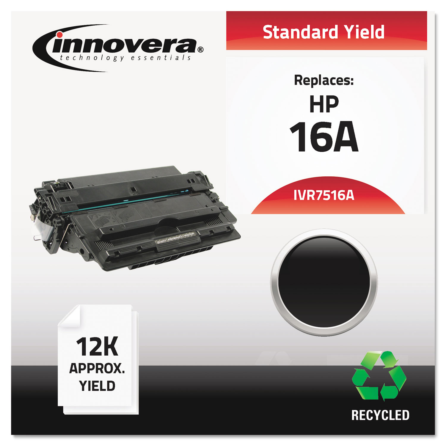  Innovera IVR7516A Remanufactured Q7516A (16A) Toner, 12000 Page-Yield, Black (IVR7516A) 