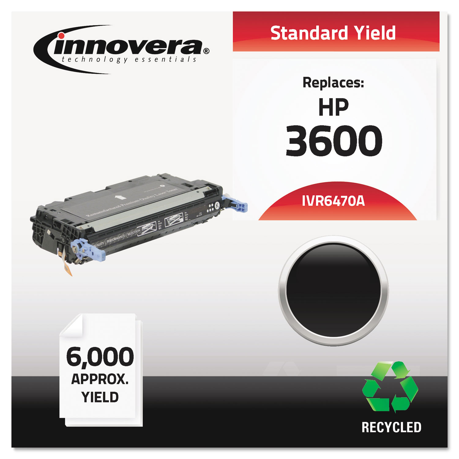  Innovera IVR6470A Remanufactured Q6470A (501A) Toner, 6000 Page-Yield, Black (IVR6470A) 