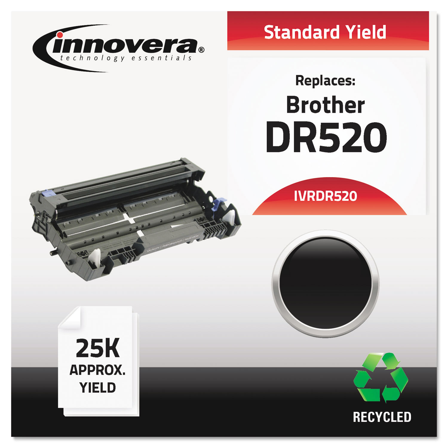  Innovera IVRDR520 Remanufactured DR520 Drum Unit, 25000 Page-Yield, Black (IVRDR520) 