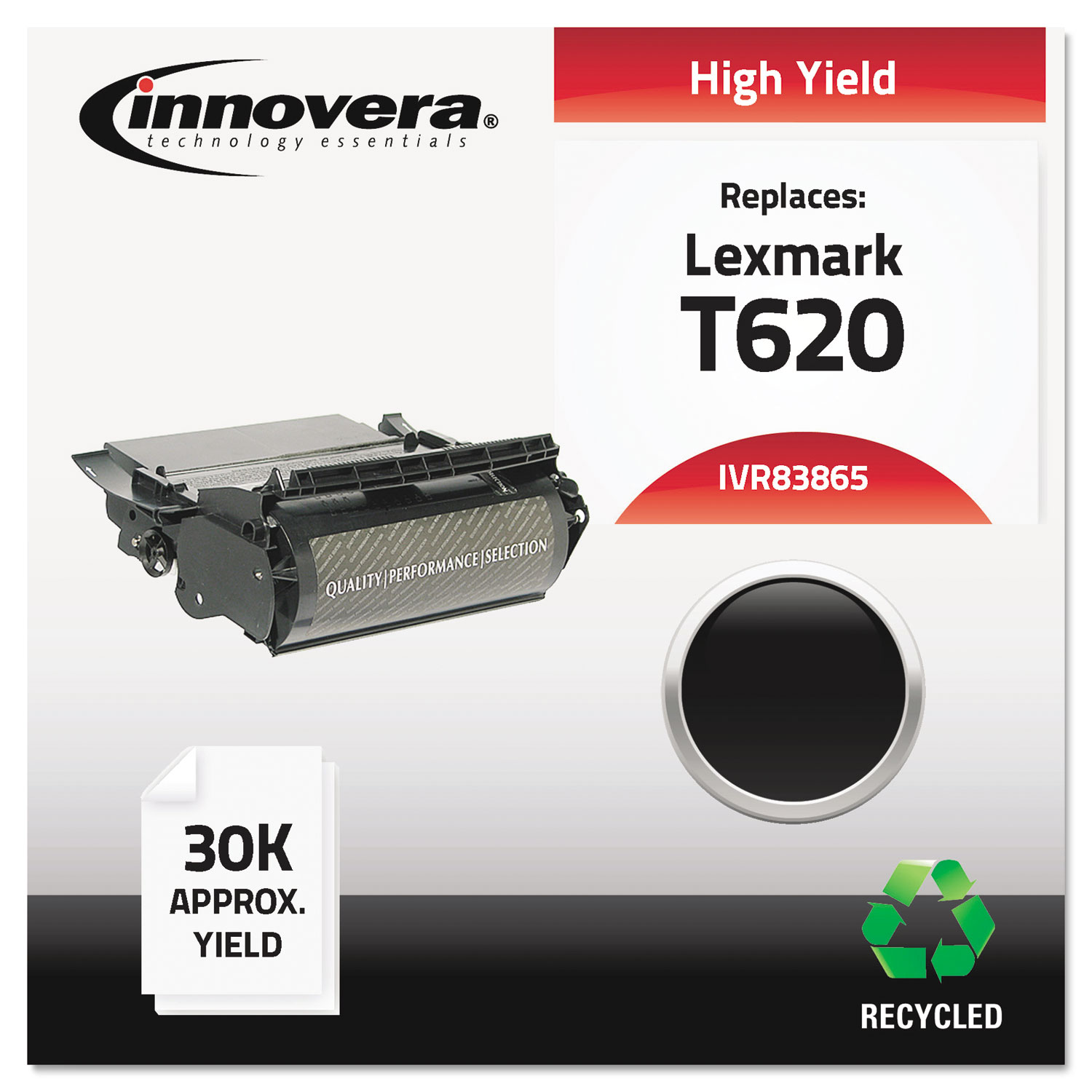 Remanufactured 12A6765 (T620) High-Yield Toner, 30000 Page-Yield, Black