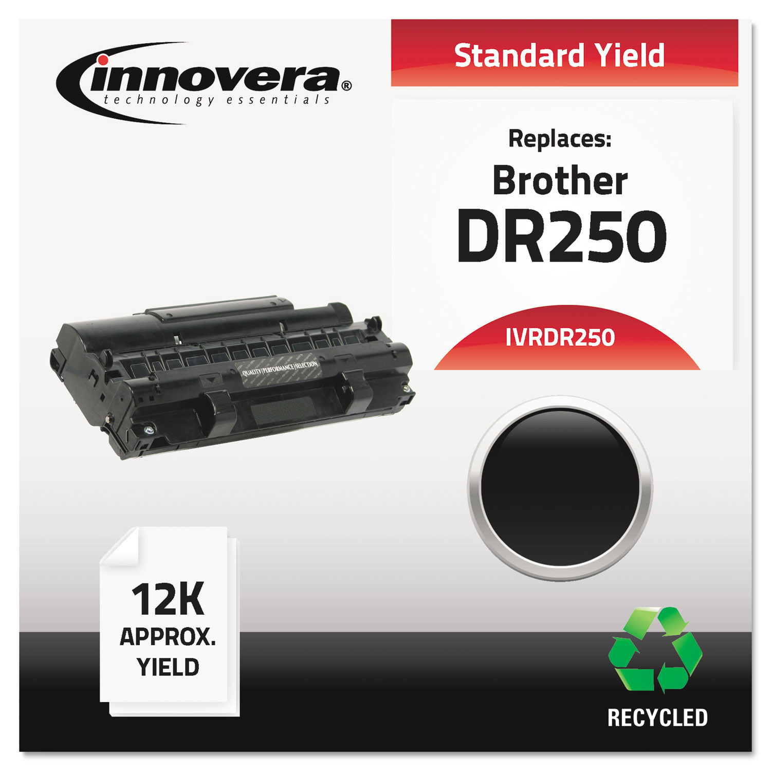  Innovera IVRDR250 Remanufactured DR250 Drum Unit, 12000 Page-Yield, Black (IVRDR250) 
