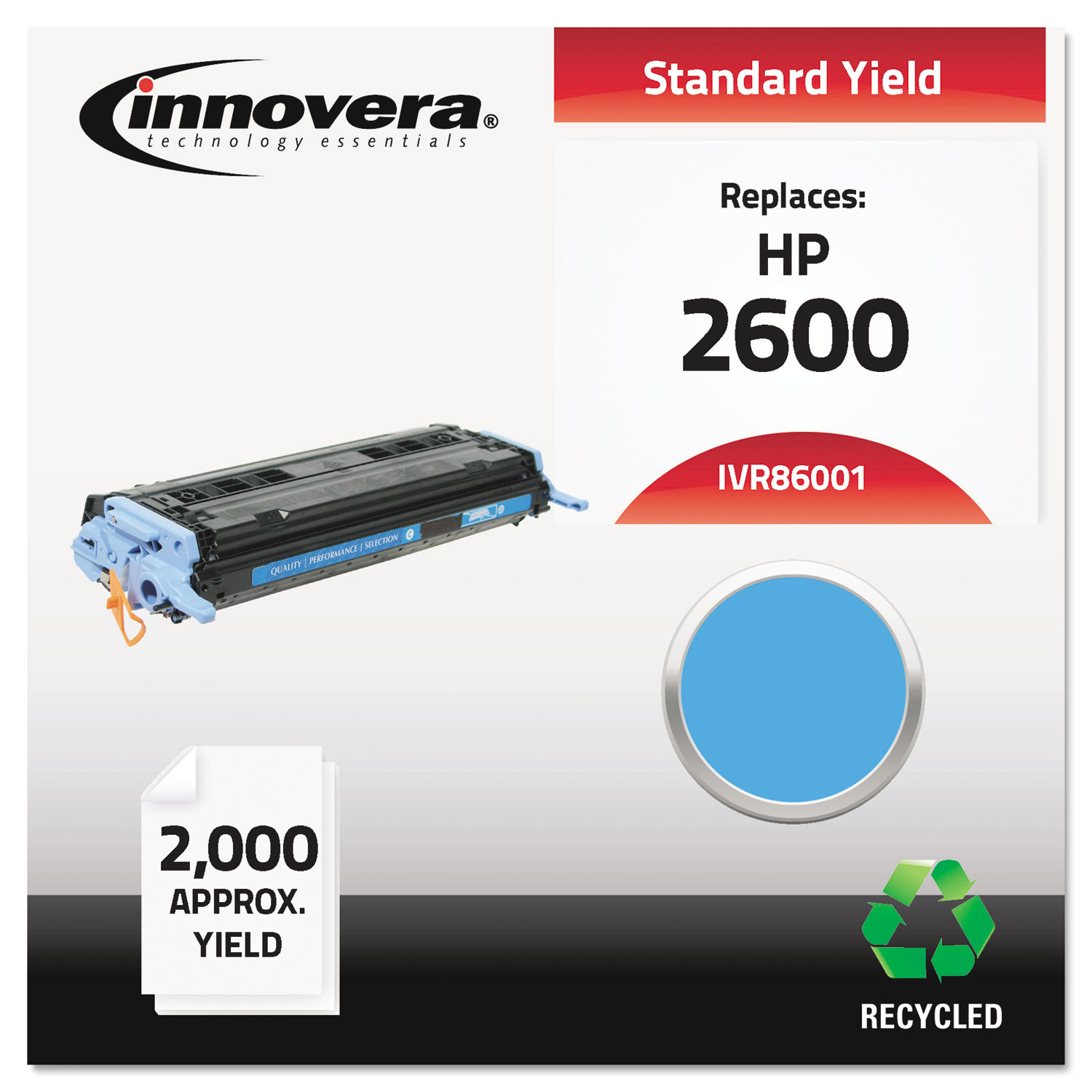  Innovera IVR86001 Remanufactured Q6001A (124A) Toner, 2000 Page-Yield, Cyan (IVR86001) 