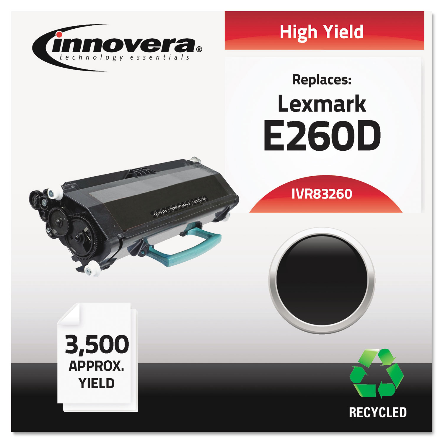  Innovera IVR83260 Remanufactured E260A21A (E260) Toner, 3500 Page-Yield, Black (IVR83260) 