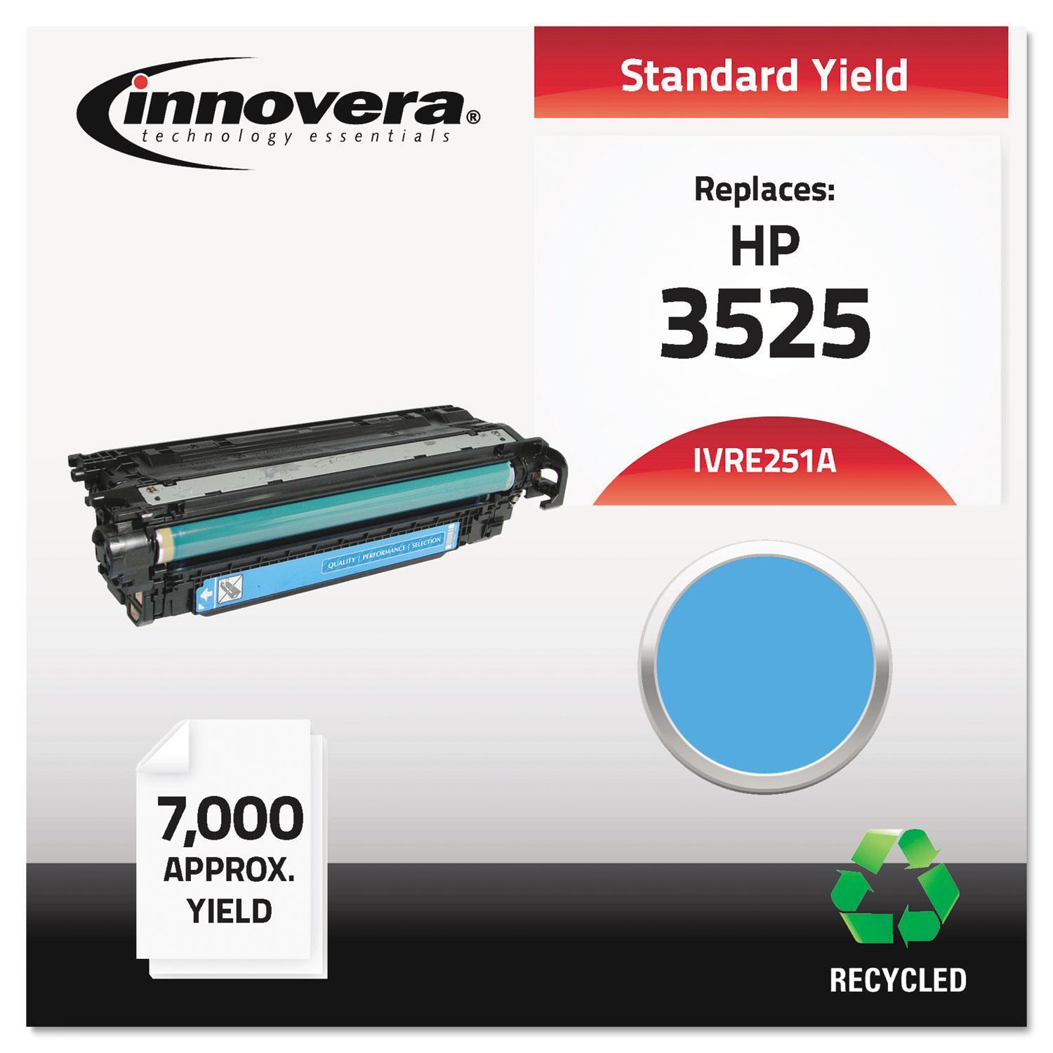  Innovera IVRE251A Remanufactured CE251A (504A) Toner, 7000 Page-Yield, Cyan (IVRE251A) 