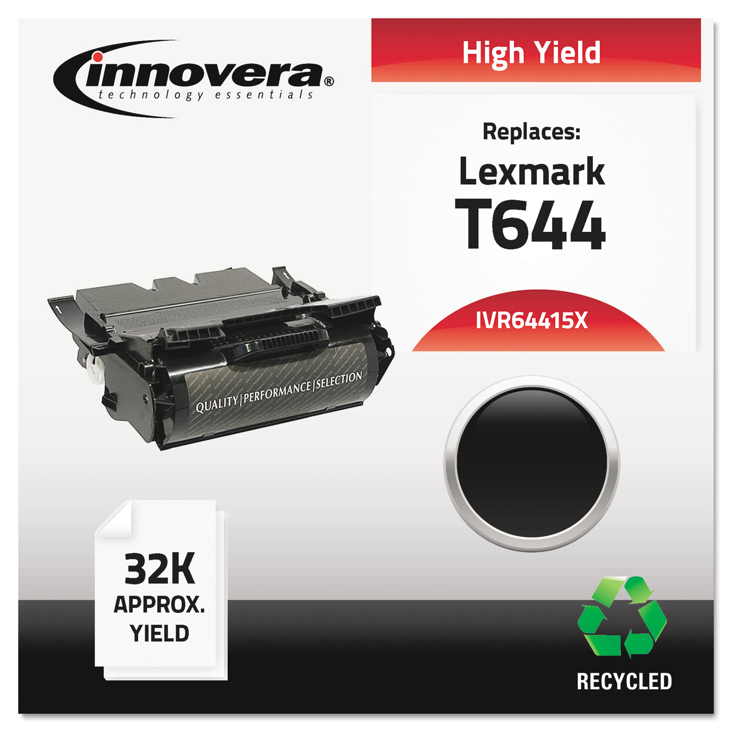  Innovera IVR64415X Remanufactured 64415XA (T644) High-Yield Toner, 32000 Page-Yield, Black (IVR64415X) 
