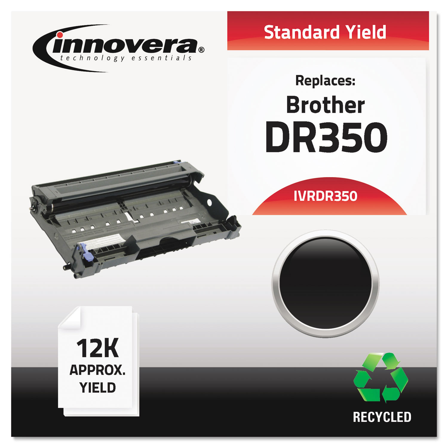  Innovera IVRDR350 Remanufactured DR350 Drum Unit, 12000 Page-Yield, Black (IVRDR350) 